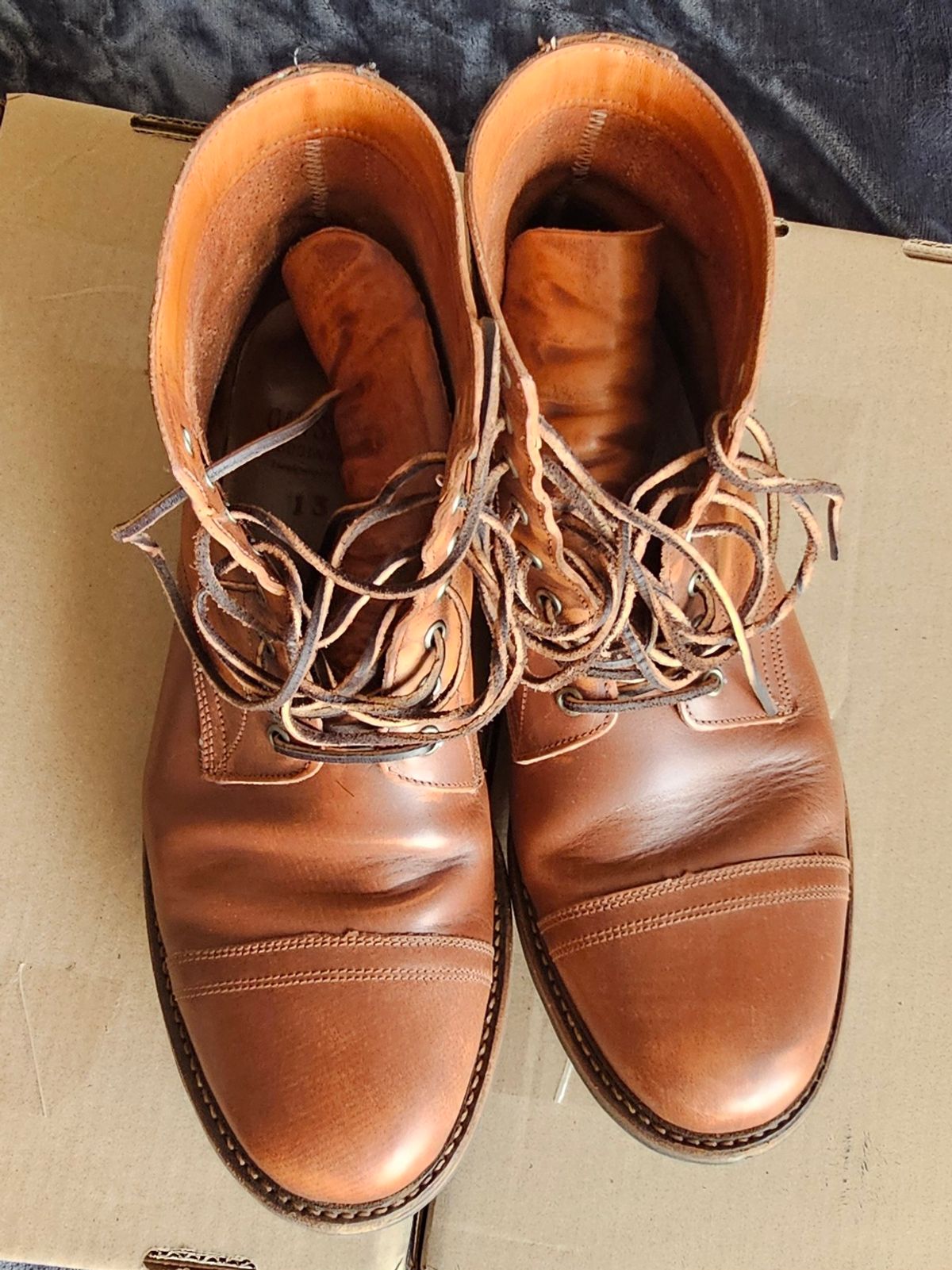 Photo by Spoon on January 5, 2025 of the Oak Street Bootmakers Trench Boot in Tempesti Walnut Overdye Camello Asportabile.