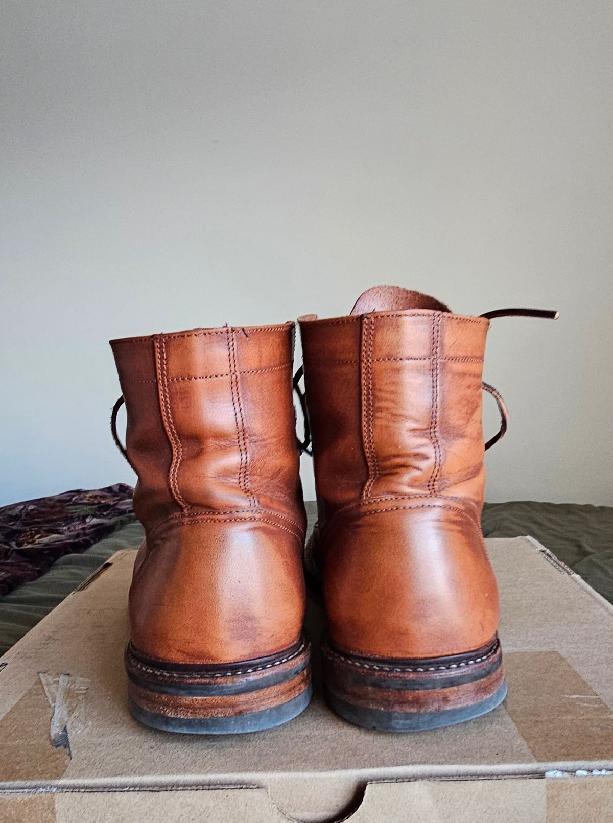 Photo by Spoon on March 4, 2025 of the Oak Street Bootmakers Trench Boot in Tempesti Walnut Overdye Camello Asportabile.