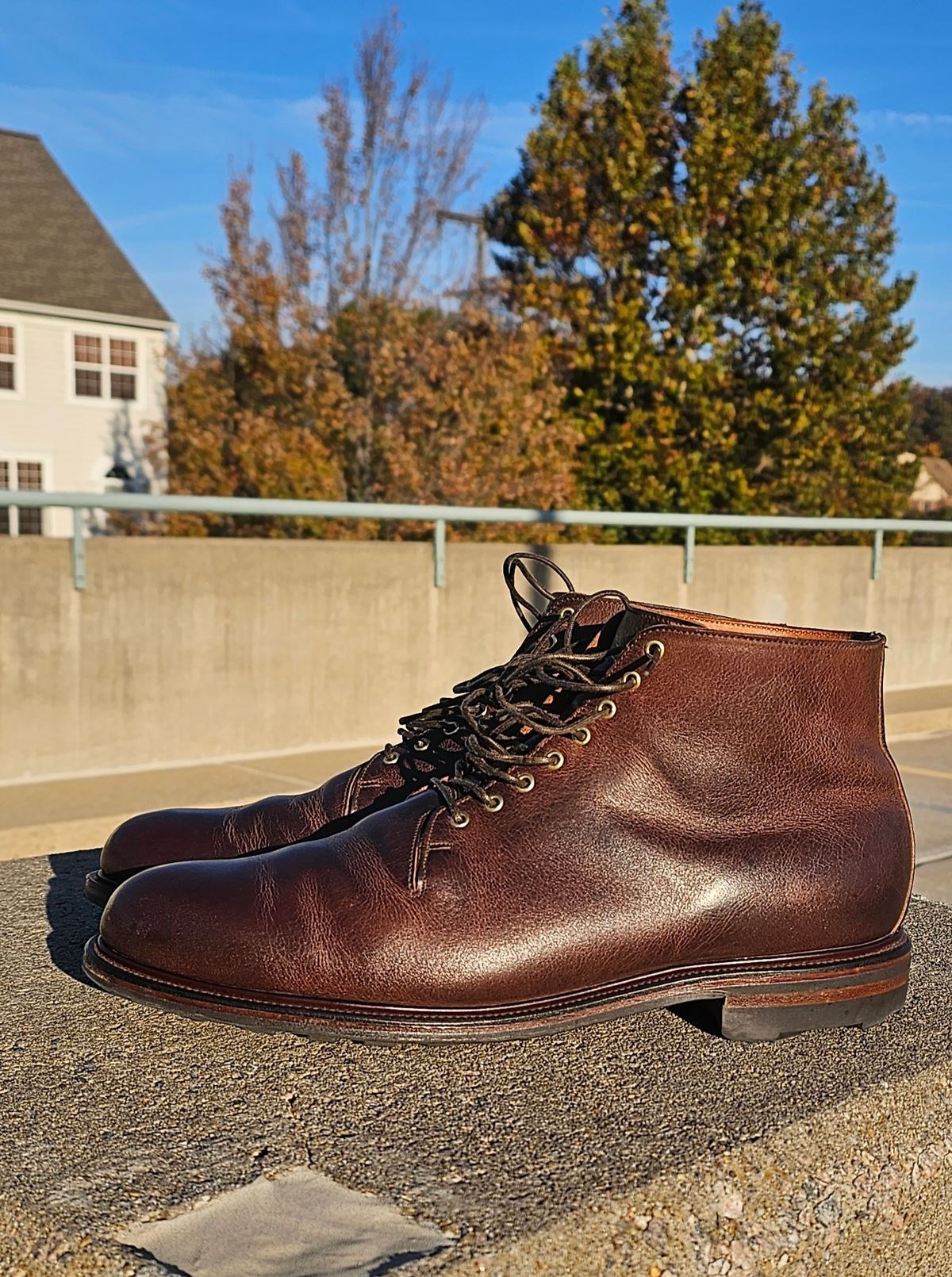 Photo by Spoon on November 4, 2023 of the Viberg Wholecut Derby Boot in Horween Rowdy Dachshund.