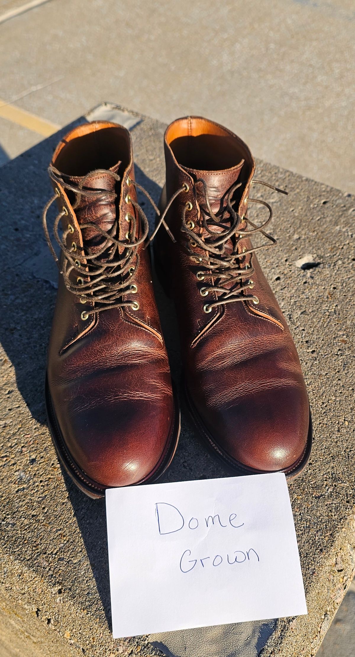 Photo by Spoon on November 4, 2023 of the Viberg Wholecut Derby Boot in Horween Rowdy Dachshund.