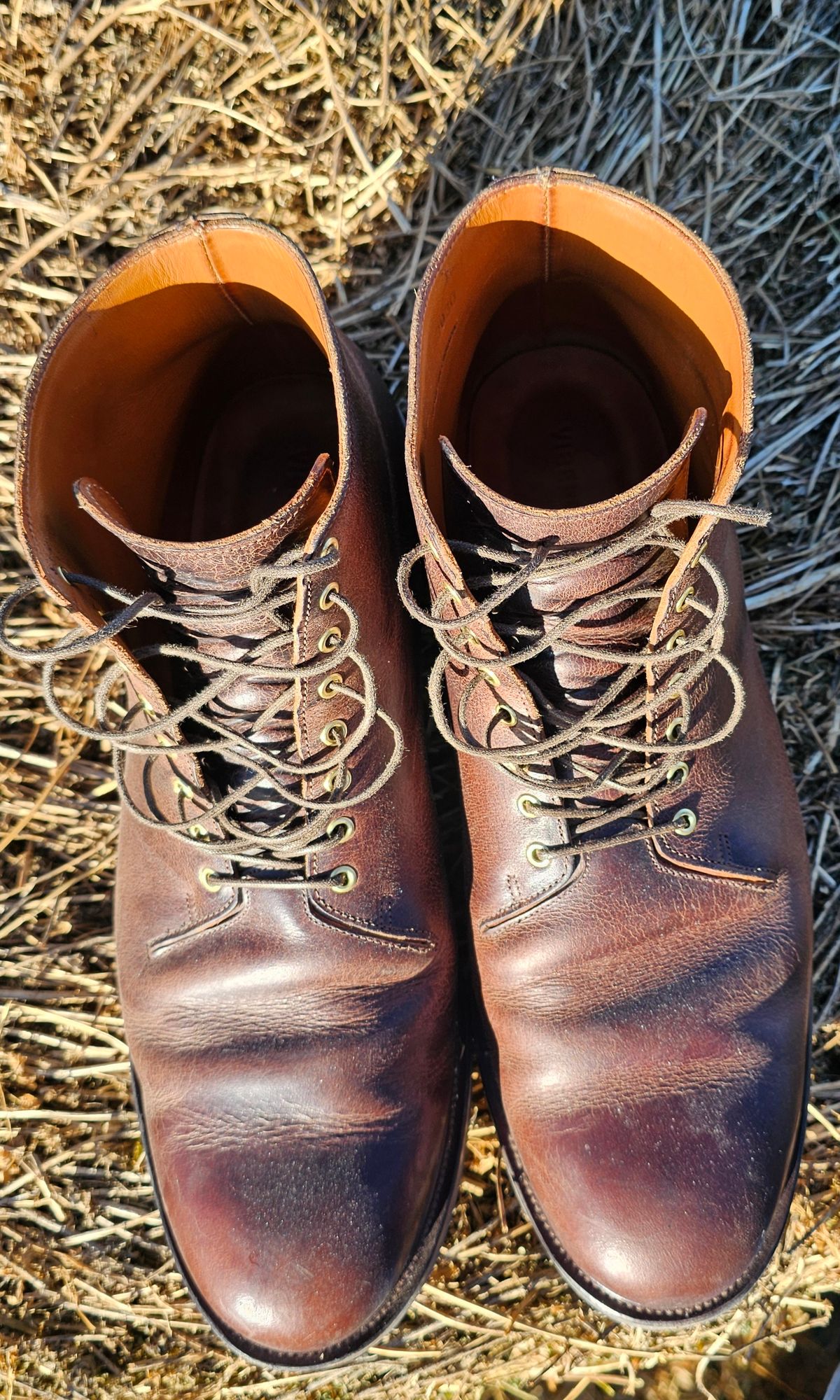 Photo by Spoon on January 4, 2024 of the Viberg Wholecut Derby Boot in Horween Rowdy Dachshund.