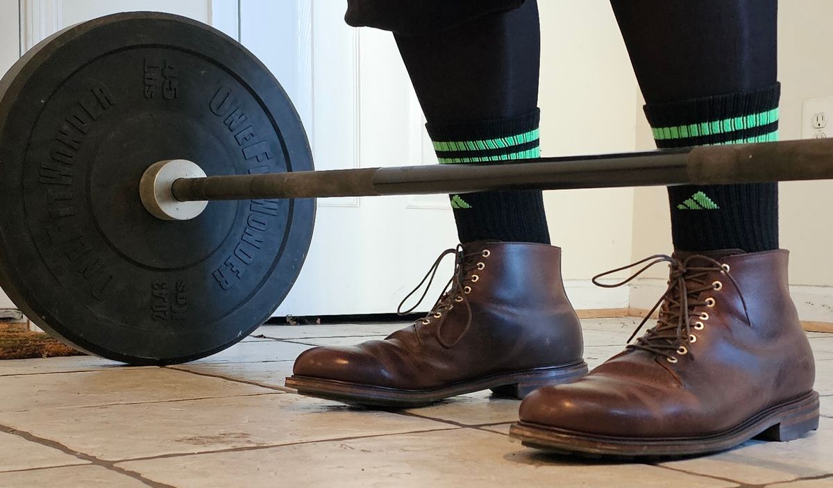 Photo by Spoon on February 4, 2024 of the Viberg Wholecut Derby Boot in Horween Rowdy Dachshund.
