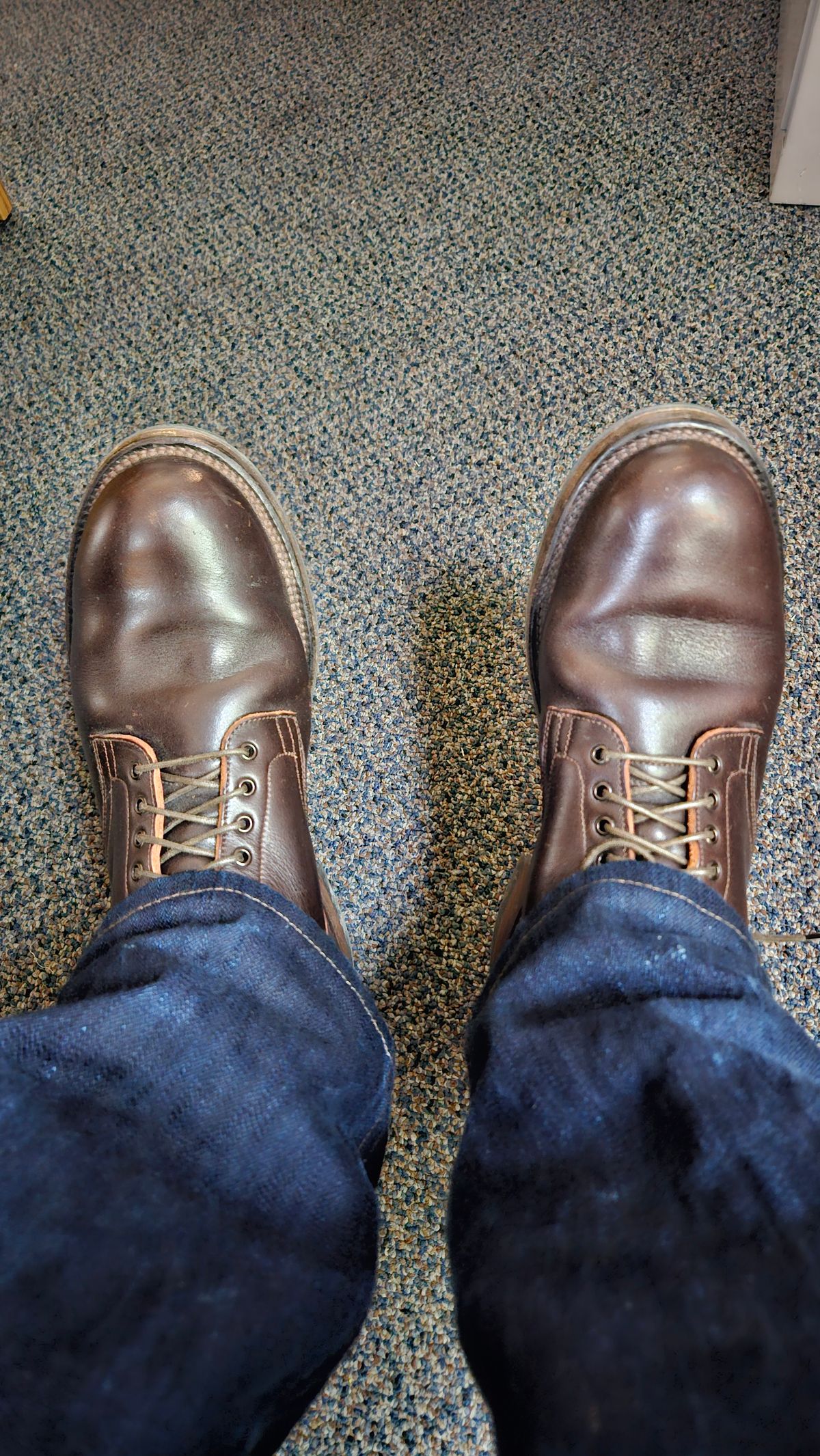 Photo by spicytakito on May 13, 2025 of the Viberg Service Boot in Horween Brown Wooly.