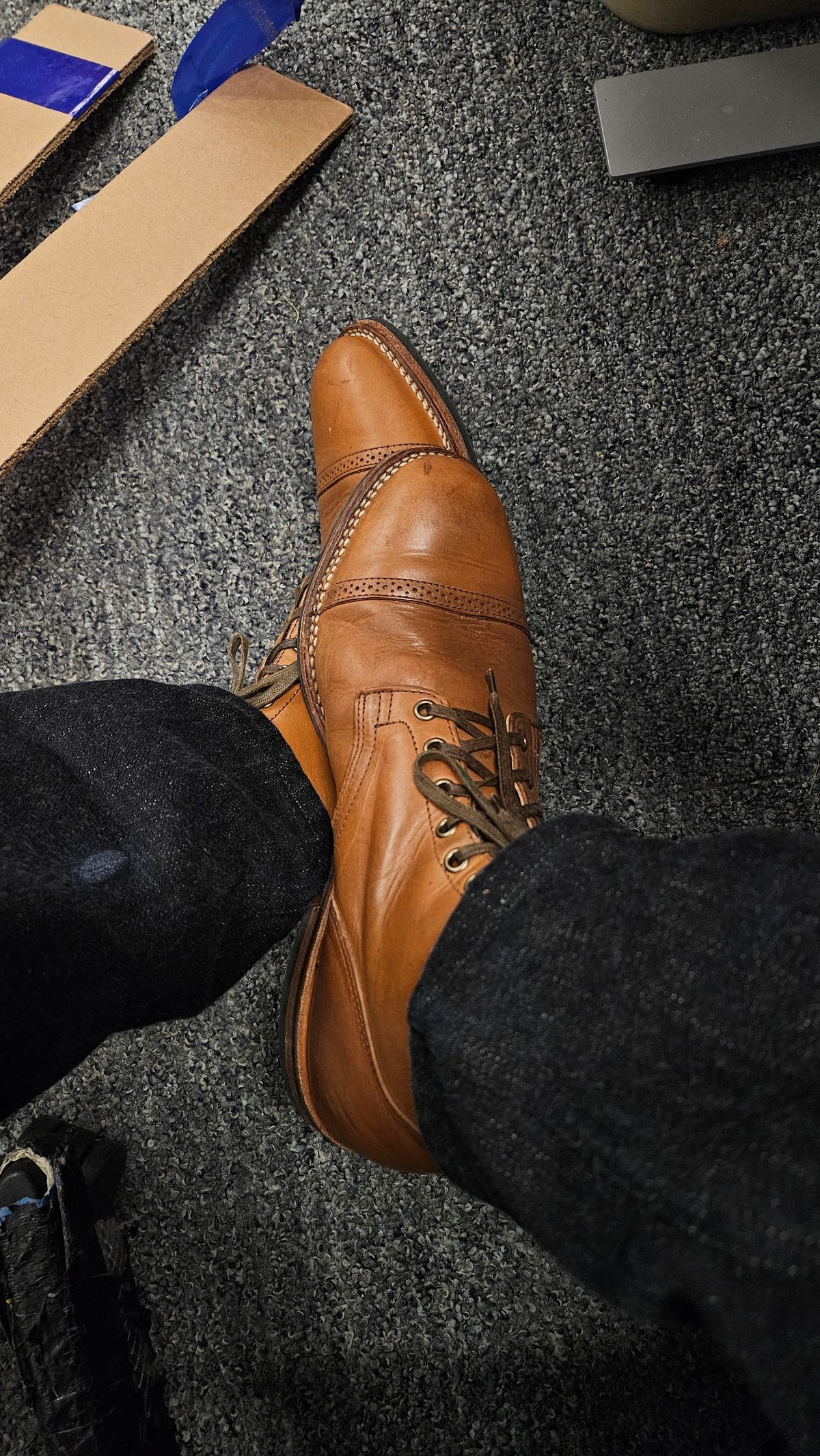 Photo by spicytakito on January 15, 2025 of the Viberg Service Boot BCT in Horween Chestnut Essex.
