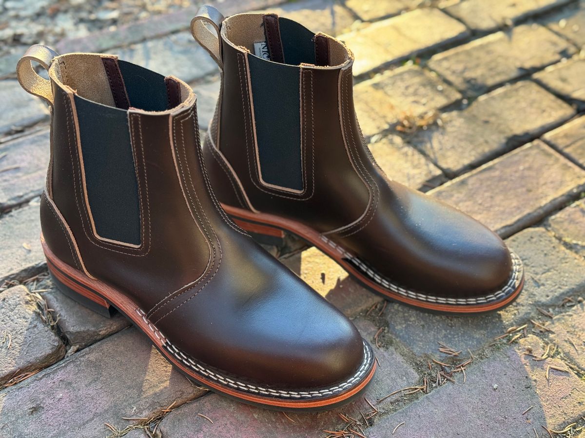 Photo by captain on December 13, 2023 of the Nicks Heritage Chelsea in Horween Brown Chromexcel.