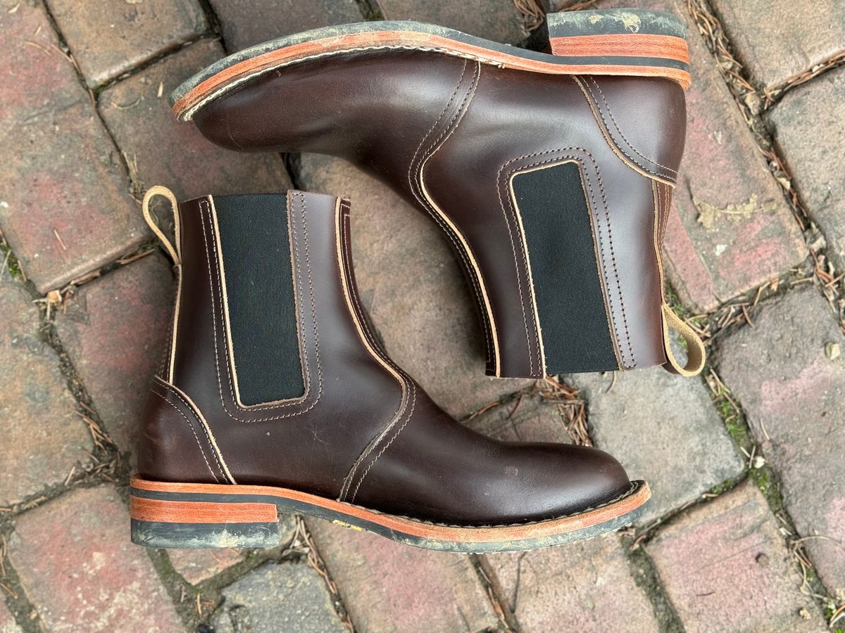 Photo by captain on January 8, 2024 of the Nicks Heritage Chelsea in Horween Brown Chromexcel.