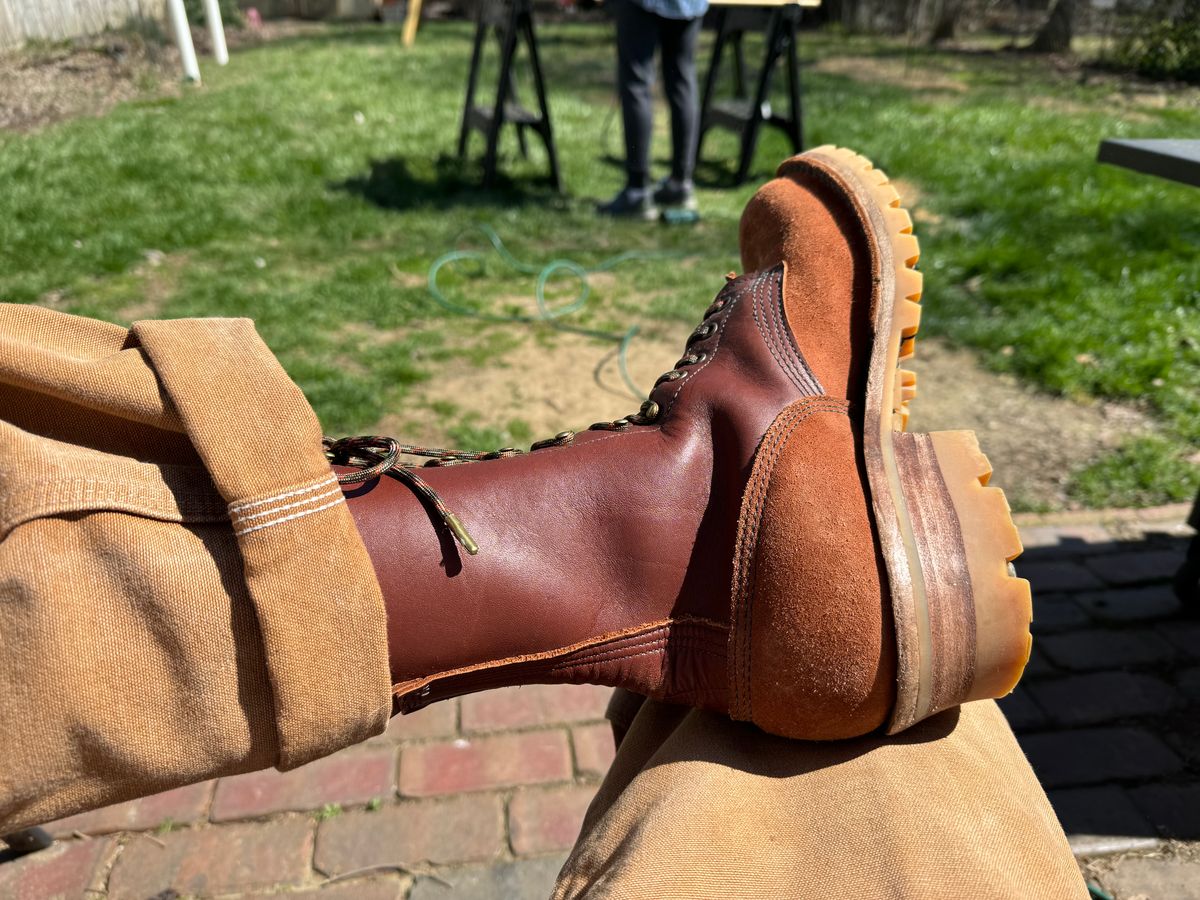 Photo by captain on March 21, 2024 of the JK Boots Superduty in Seidel Redwood Oil Tan.