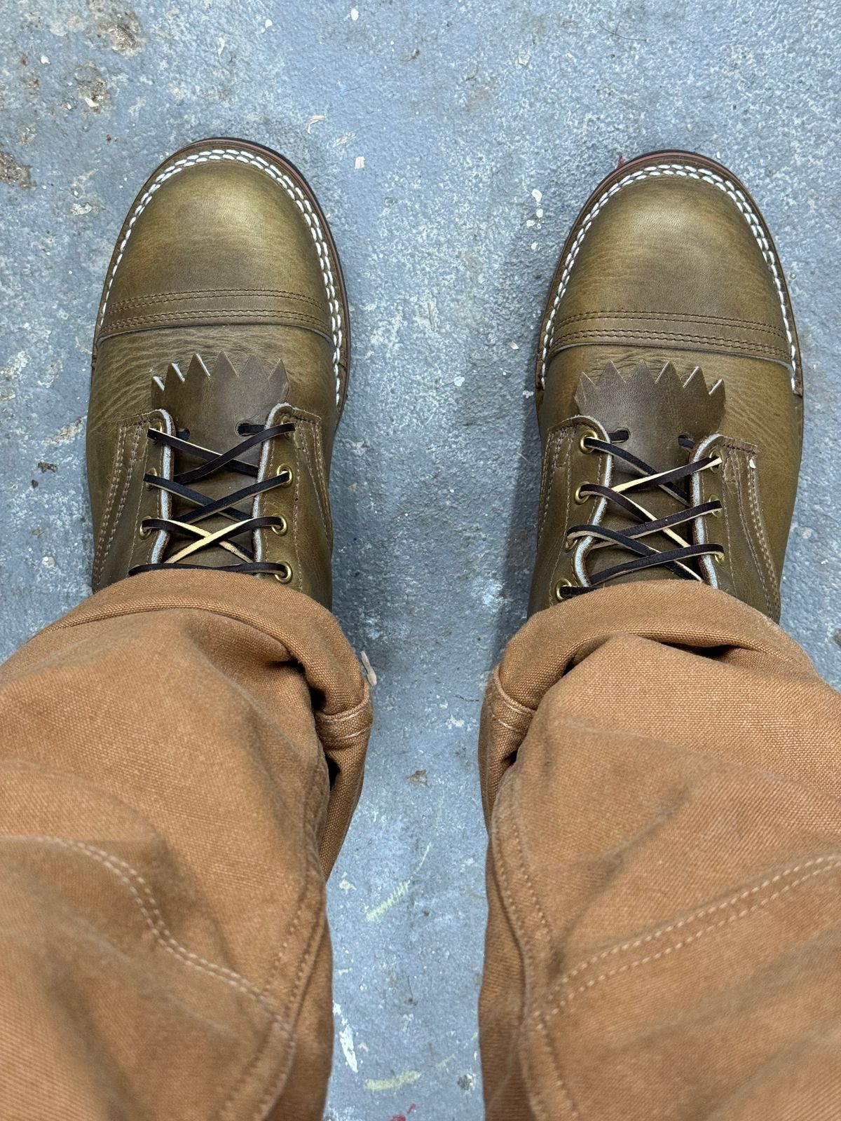 Photo by captain on February 26, 2024 of the Nicks MTO in Horween Sage Chromepak.