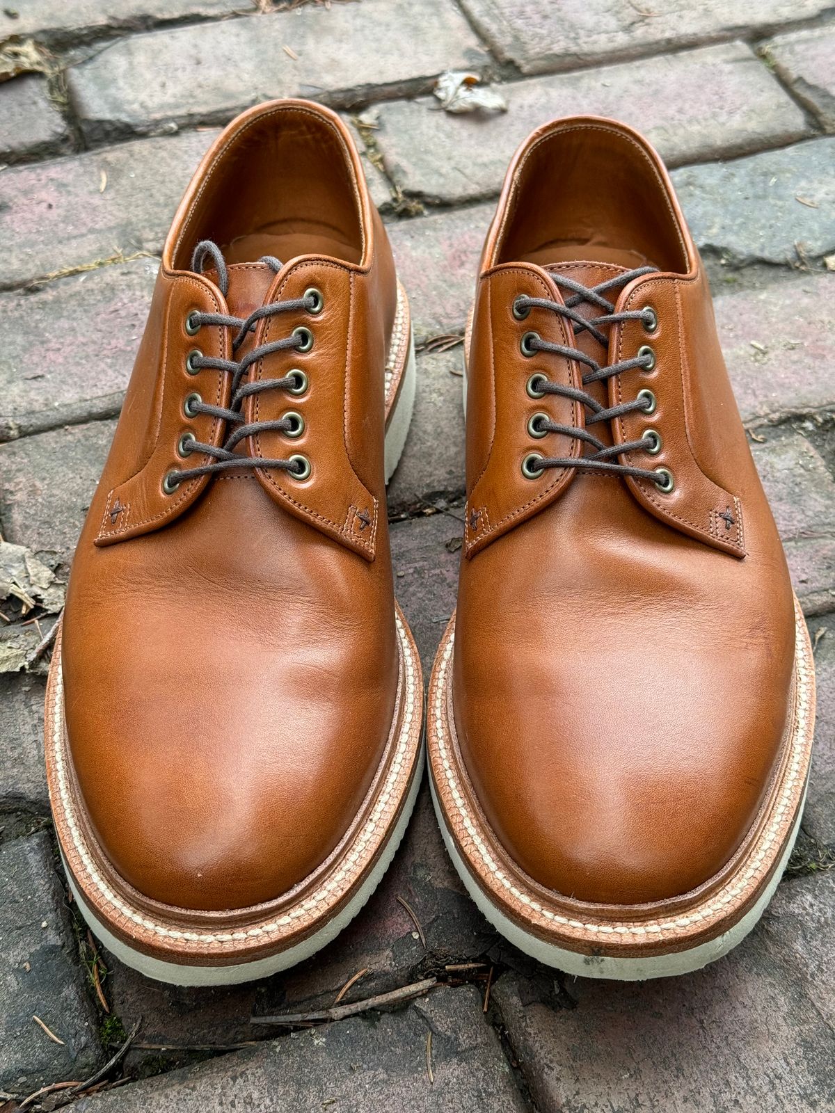 Photo by captain on January 11, 2024 of the Grant Stone Plain Toe Blucher in Badalassi Carlo Saddle Tan Minerva.