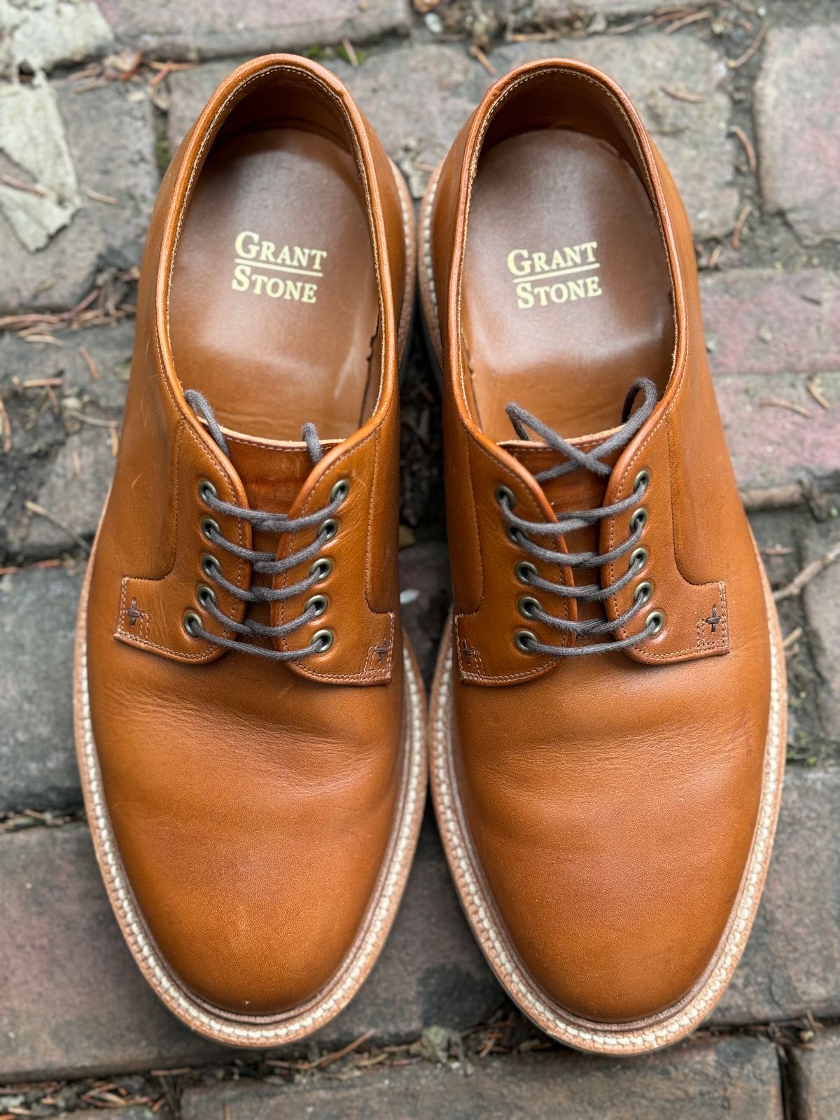 Photo by captain on January 11, 2024 of the Grant Stone Plain Toe Blucher in Badalassi Carlo Saddle Tan Minerva.