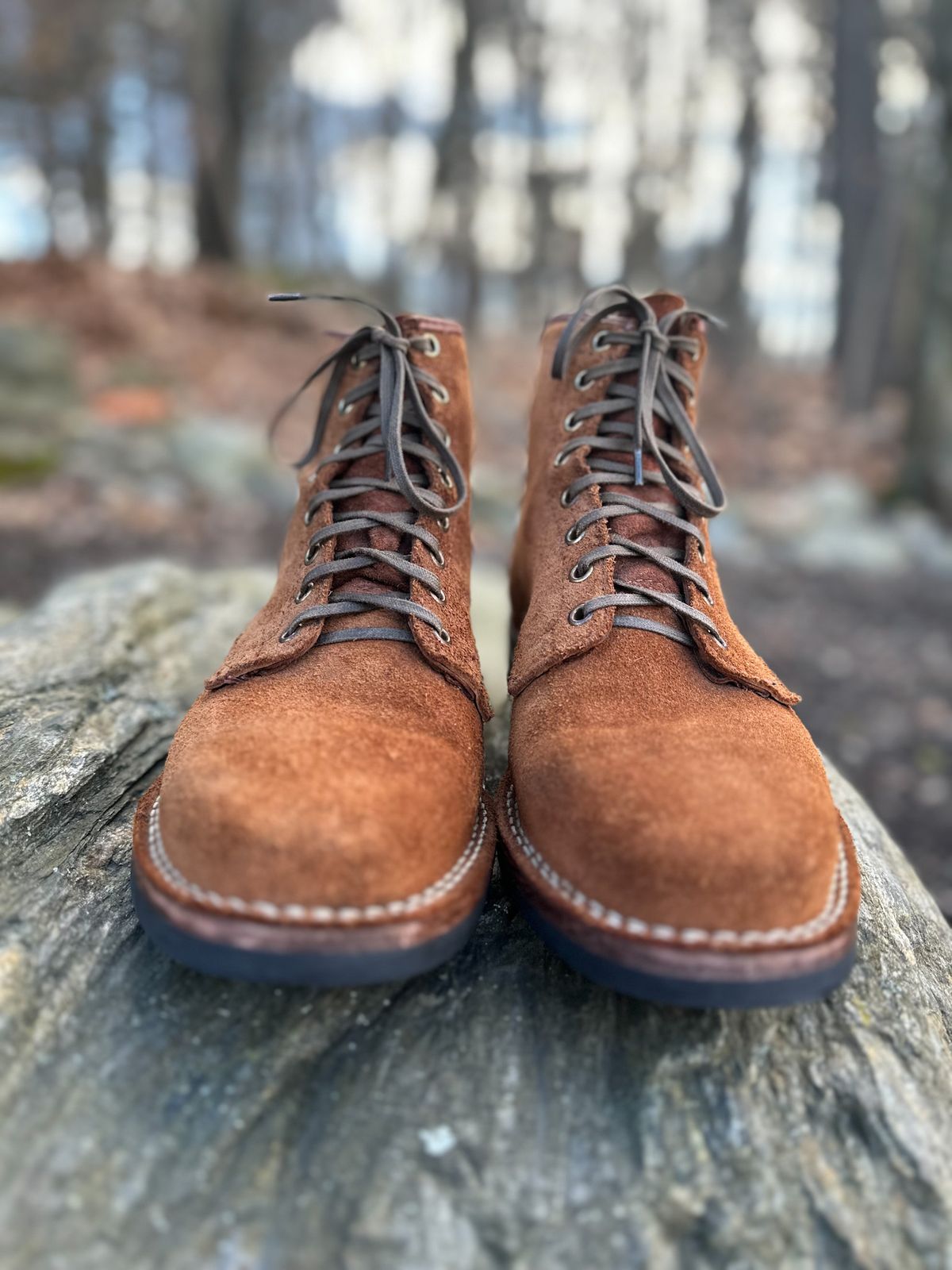 Photo by DumplingDotCom on December 4, 2022 of the Wesco Johannes in Seidel Brown Domain Roughout.