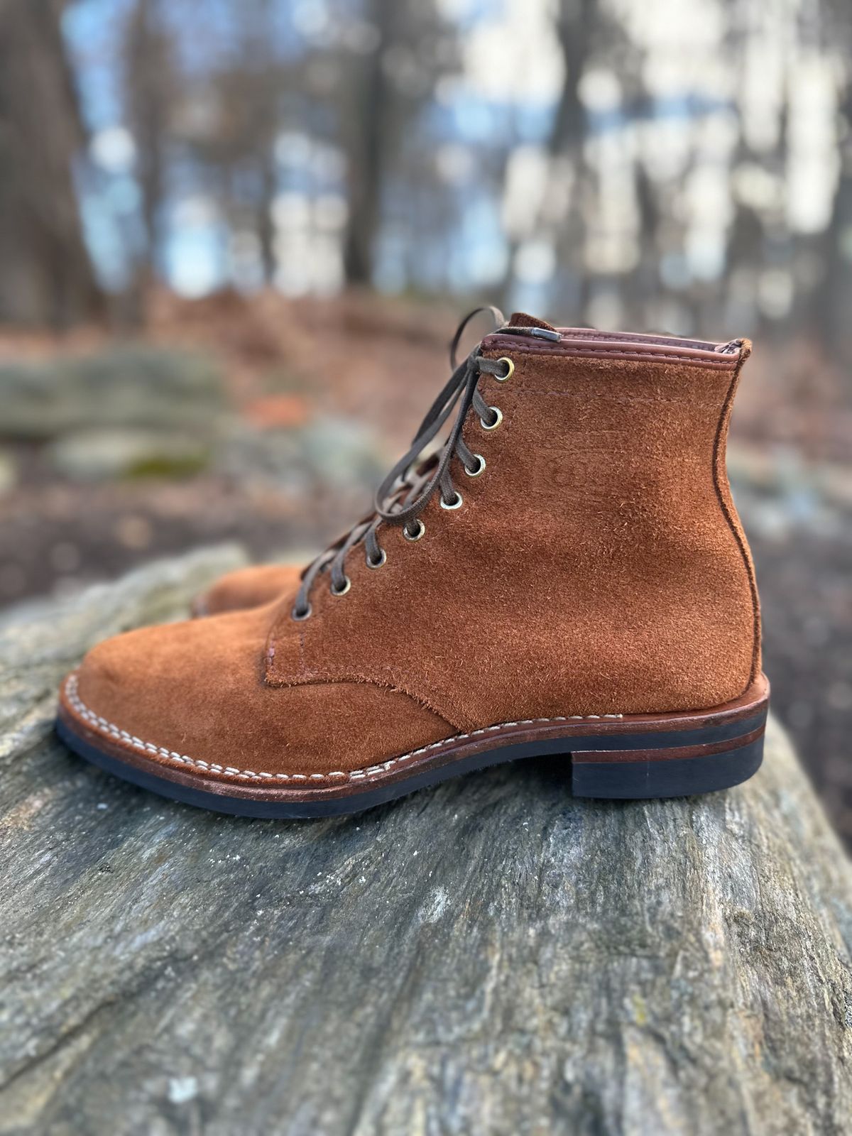 Photo by DumplingDotCom on December 4, 2022 of the Wesco Johannes in Seidel Brown Domain Roughout.