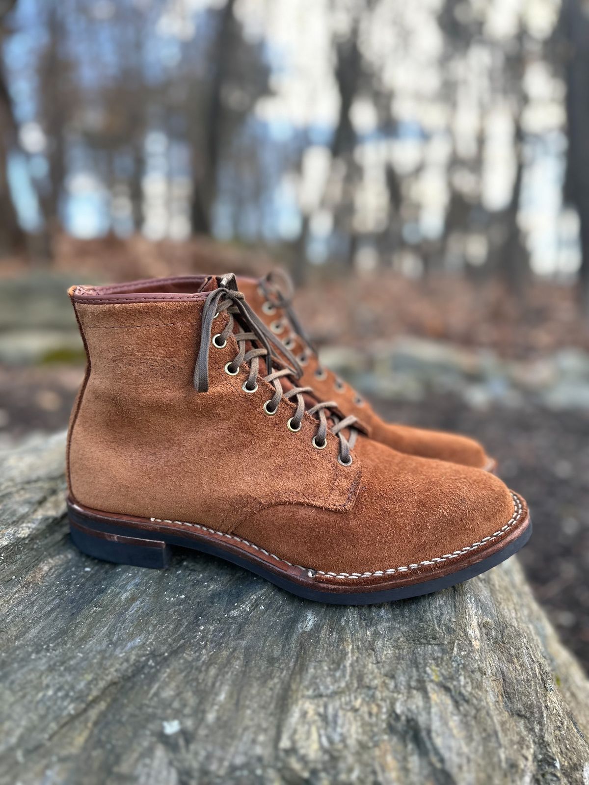 Photo by DumplingDotCom on December 4, 2022 of the Wesco Johannes in Seidel Brown Domain Roughout.