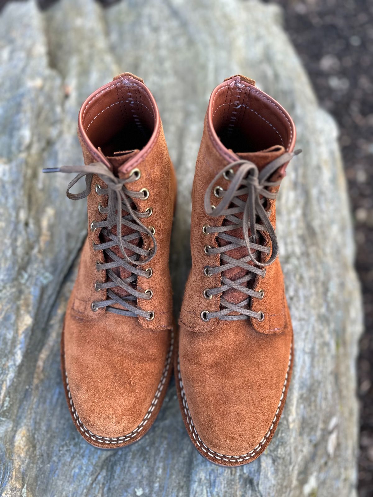 Photo by DumplingDotCom on December 4, 2022 of the Wesco Johannes in Seidel Brown Domain Roughout.