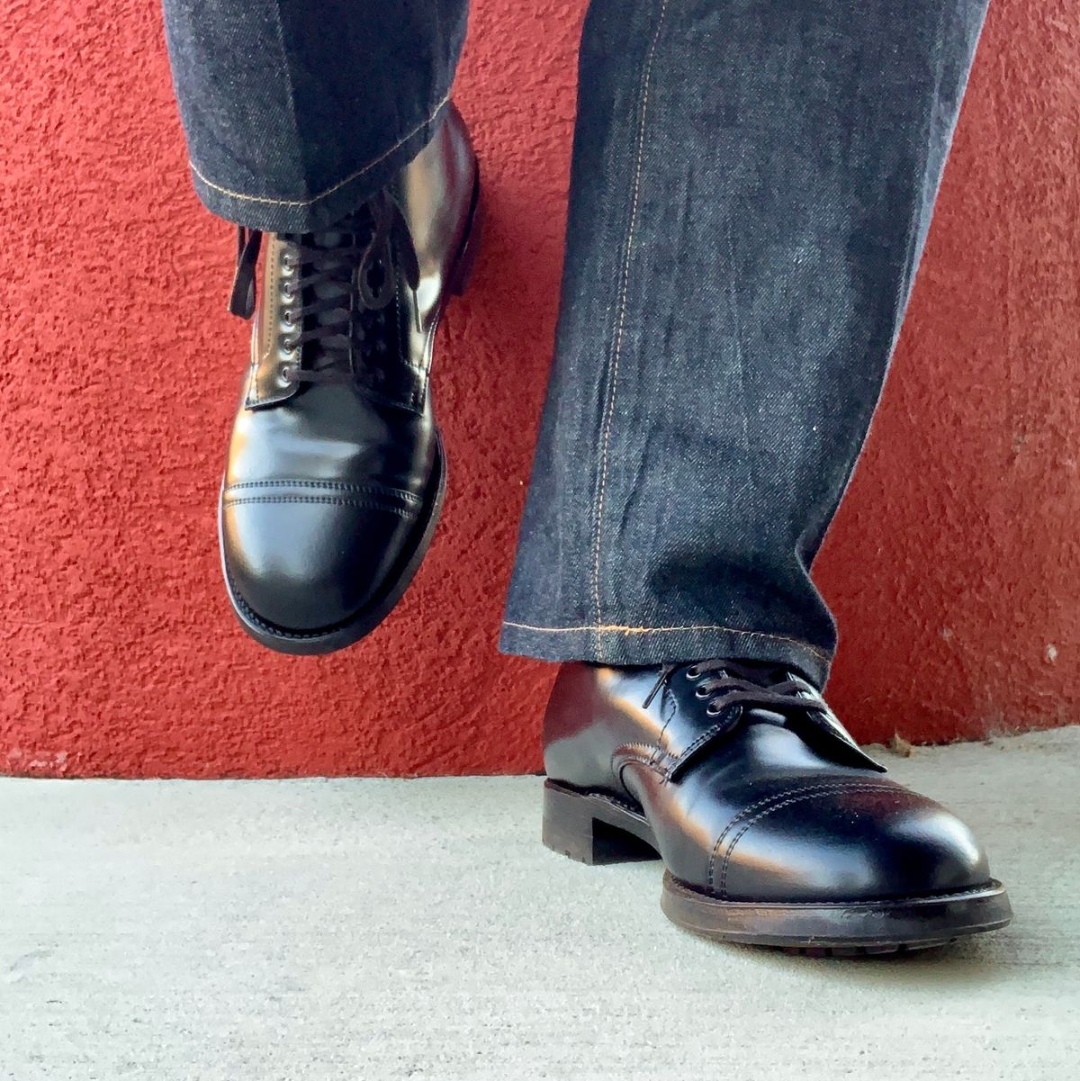 Photo by JGB001 on October 1, 2021 of the Alden Straight Tip Boot in Horween Black Shell Cordovan.