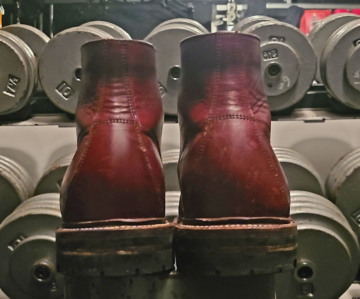 Photo by hoainp on January 6, 2024 of the Grant Stone Brass Boot in Horween Color 8 Chromexcel.