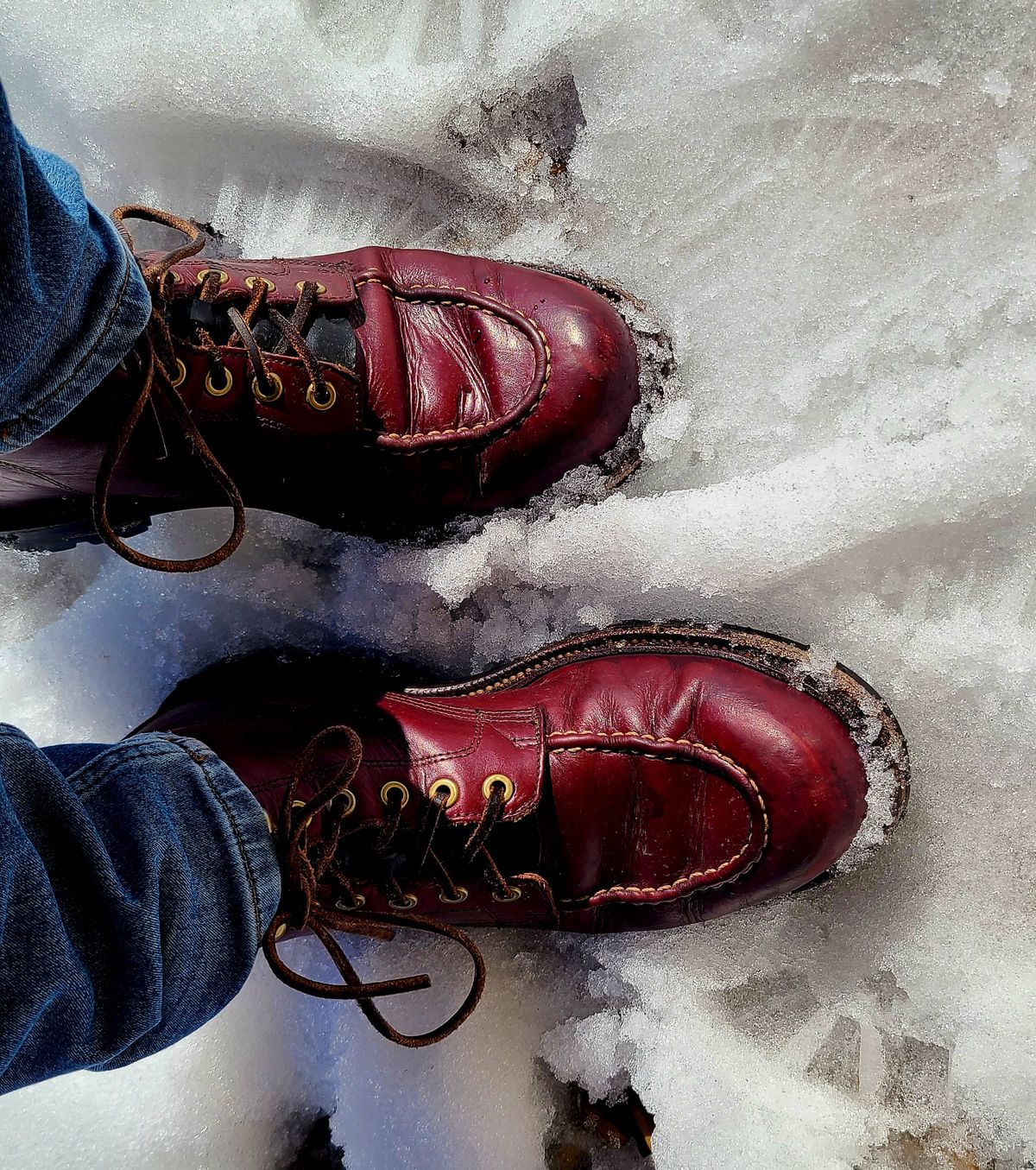 Photo by hoainp on April 6, 2024 of the Grant Stone Brass Boot in Horween Color 8 Chromexcel.