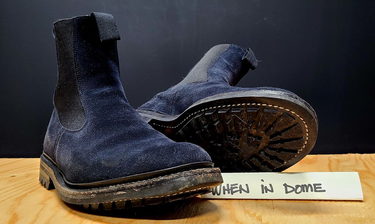 Photo by hoainp on November 6, 2024 of the Tricker's Stephen Chelsea Boot in Zonta Oceano Castorino Suede.