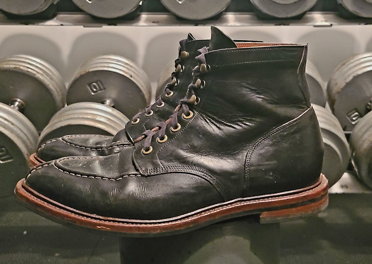 Photo by hoainp on January 6, 2024 of the Grant Stone Ottawa Boot in Horween Black Chromexcel.