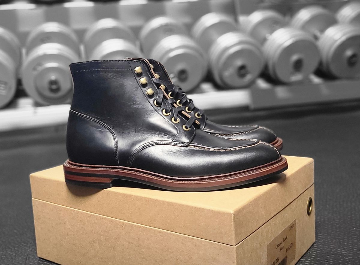 Photo by hoainp on October 7, 2023 of the Grant Stone Ottawa Boot in Horween Black Chromexcel.