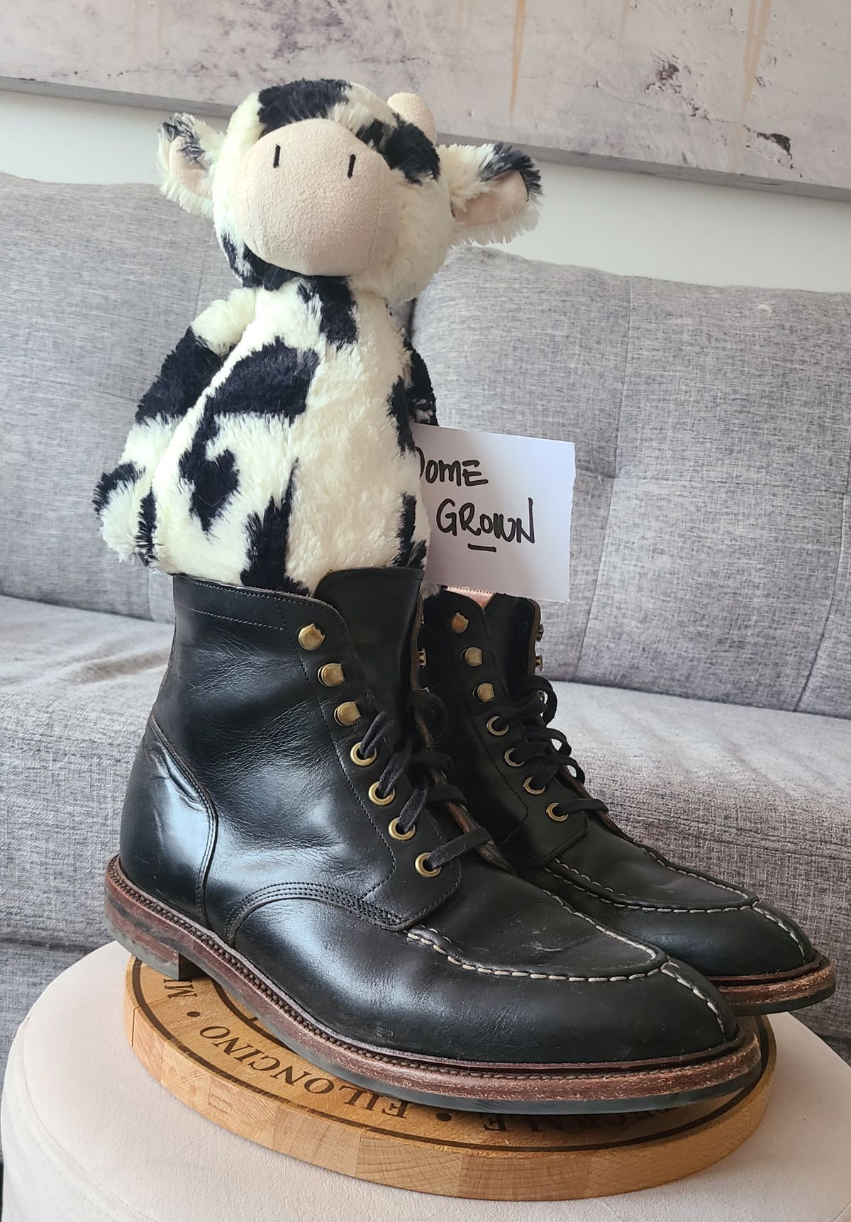 Photo by hoainp on November 5, 2023 of the Grant Stone Ottawa Boot in Horween Black Chromexcel.