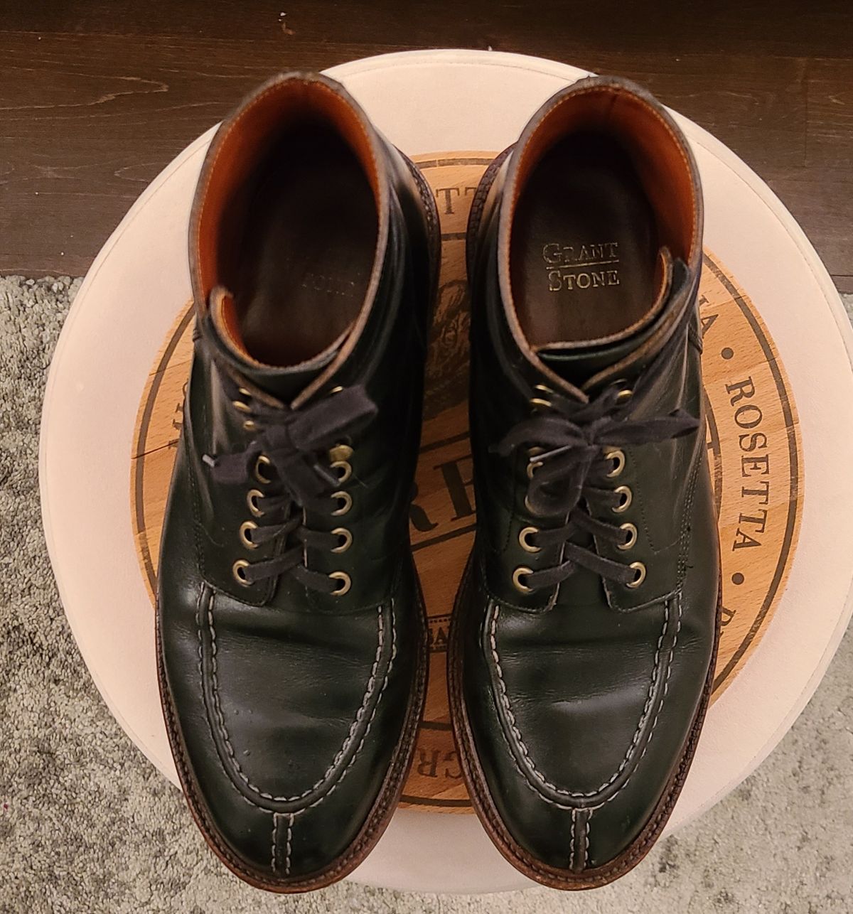Photo by hoainp on December 6, 2023 of the Grant Stone Ottawa Boot in Horween Black Chromexcel.