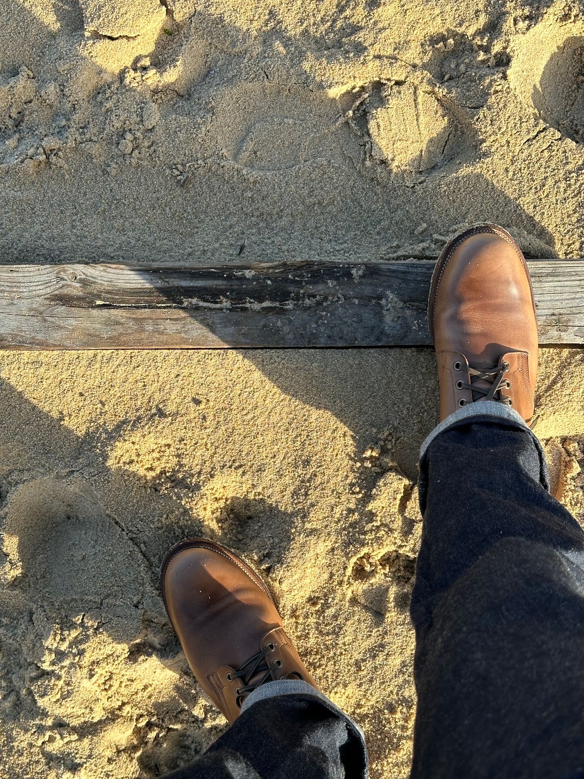 Photo by incorrectpath on October 2, 2024 of the Viberg Service Boot in Horween Natural Chromexcel.