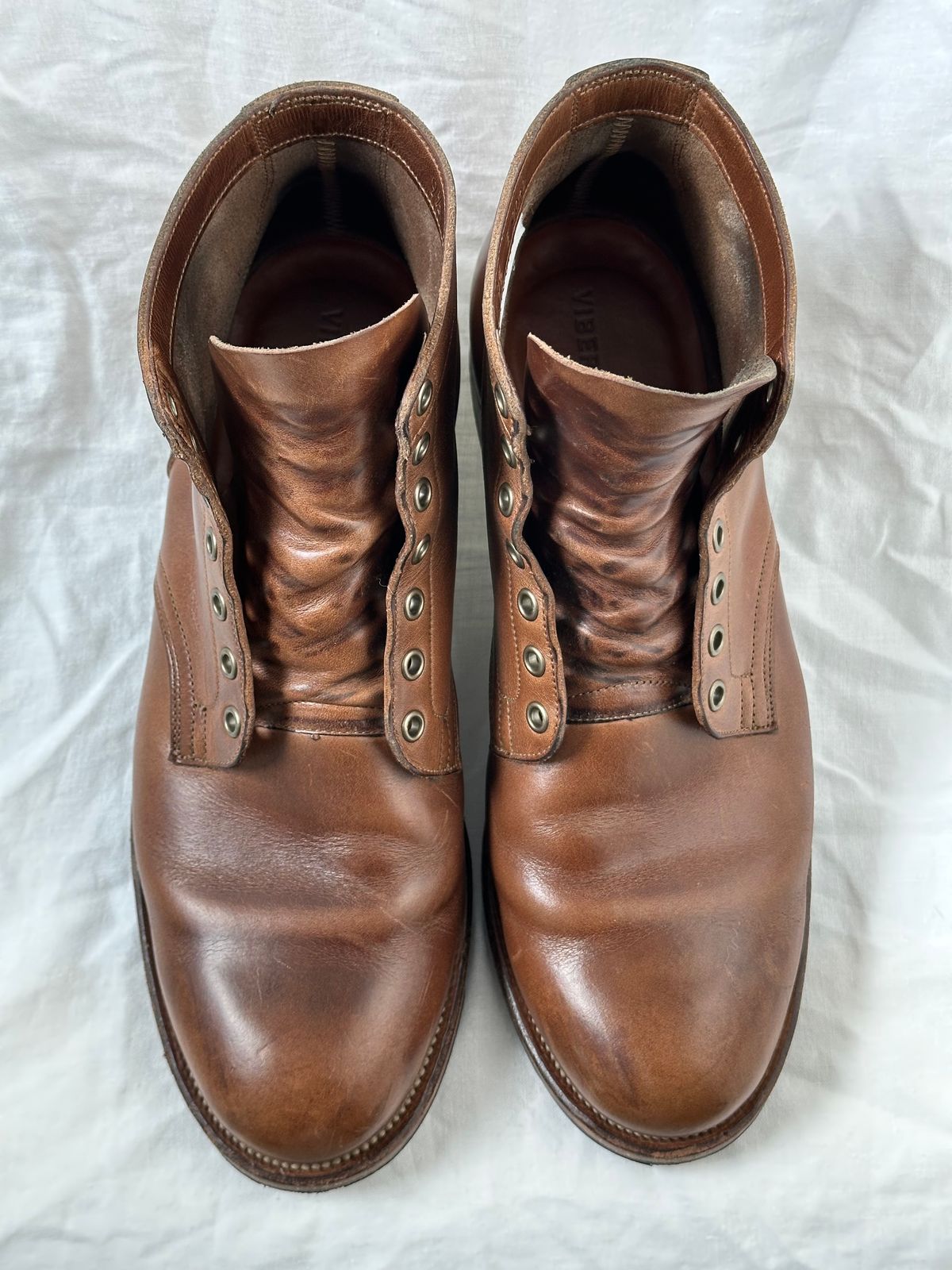 Photo by incorrectpath on January 4, 2025 of the Viberg Service Boot in Horween Natural Chromexcel.