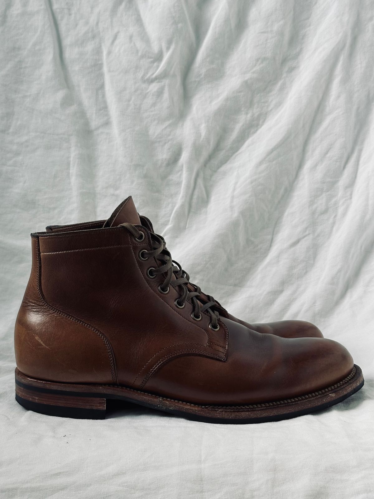 Photo by incorrectpath on February 3, 2025 of the Viberg Service Boot in Horween Natural Chromexcel.