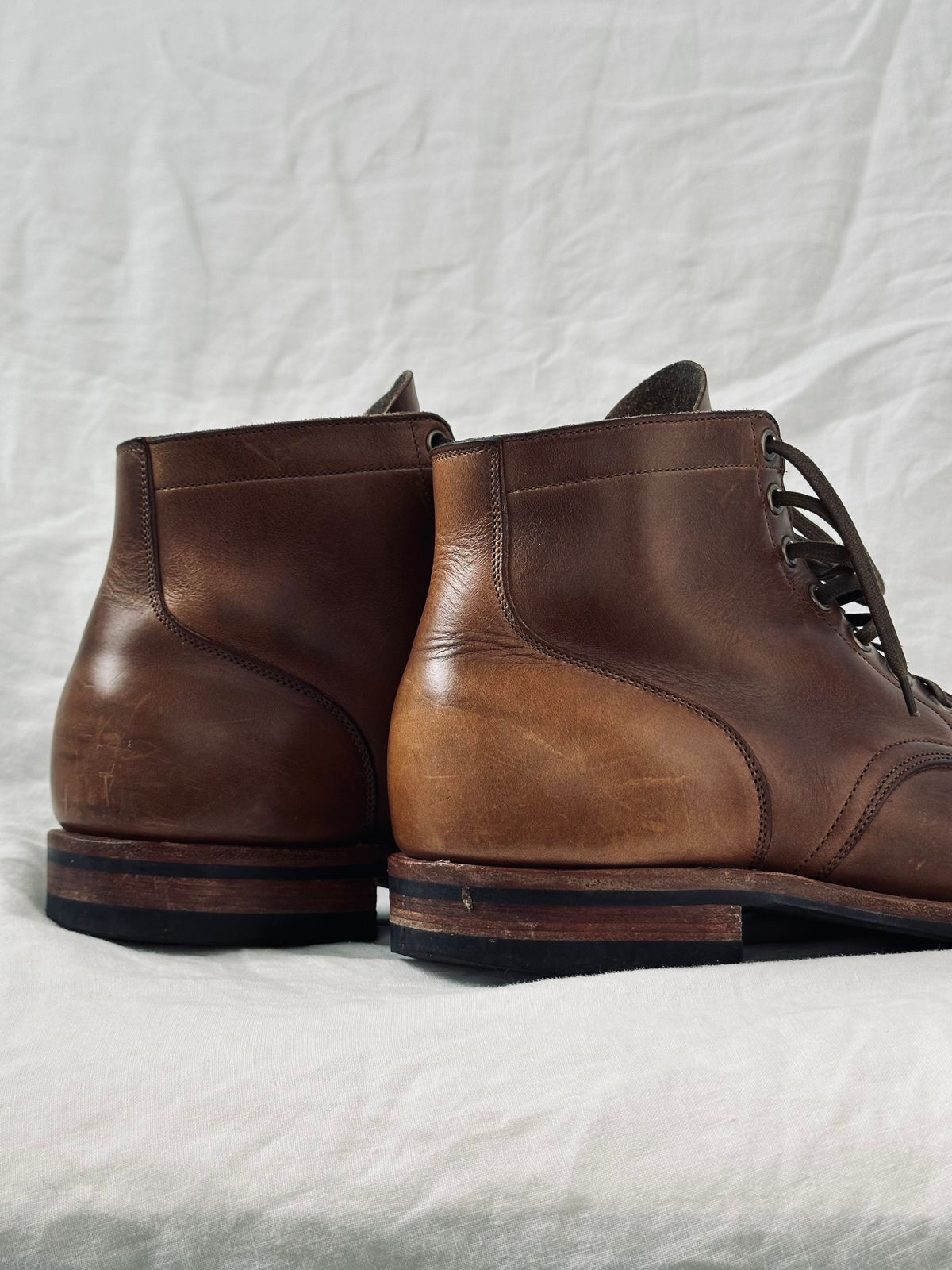 Photo by incorrectpath on March 3, 2025 of the Viberg Service Boot in Horween Natural Chromexcel.
