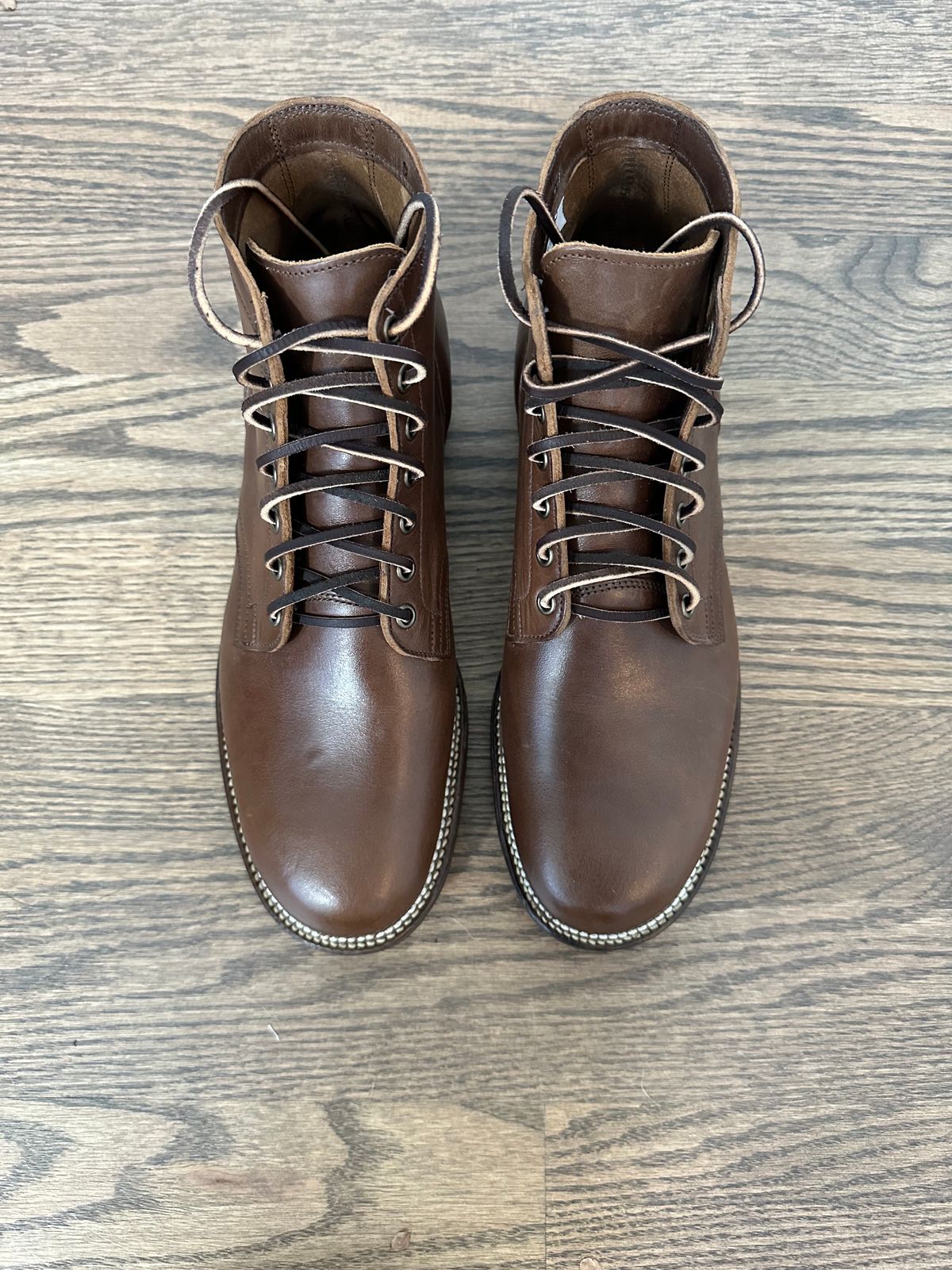 Photo by incorrectpath on November 29, 2023 of the Viberg Service Boot in Maryam Moss Horsebutt.