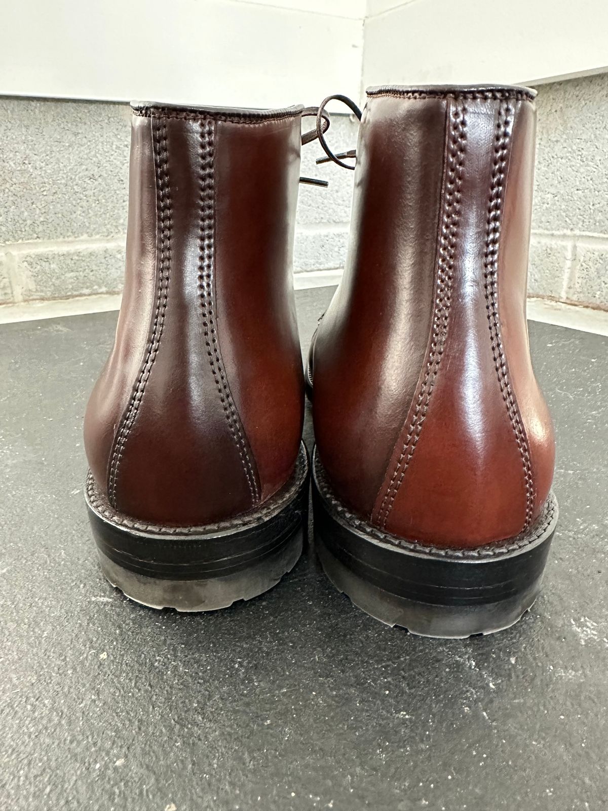 Photo by incorrectpath on October 9, 2023 of the Alden Straight Tip Boot in Horween Color 8 Shell Cordovan.
