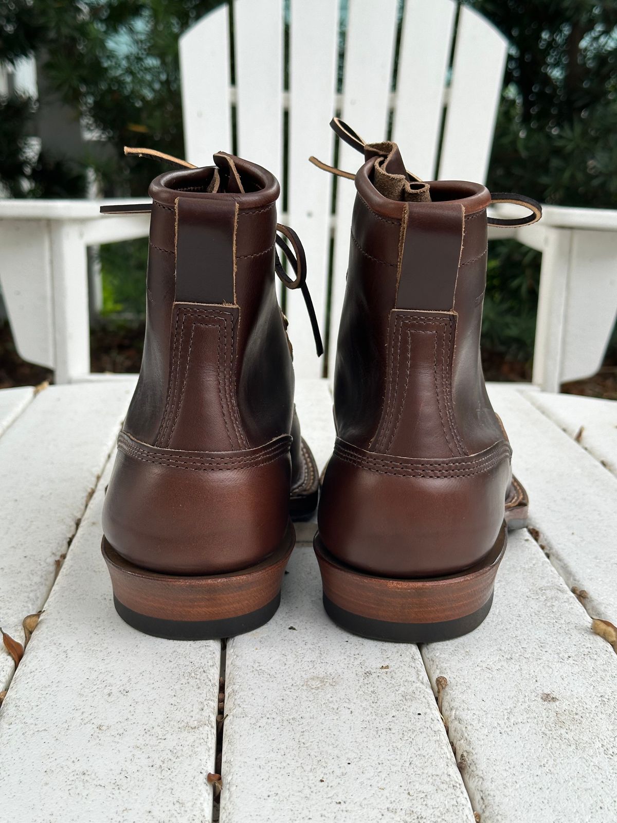 Photo by incorrectpath on October 1, 2025 of the White's 350 Cutter in Horween Brown Chromexcel.