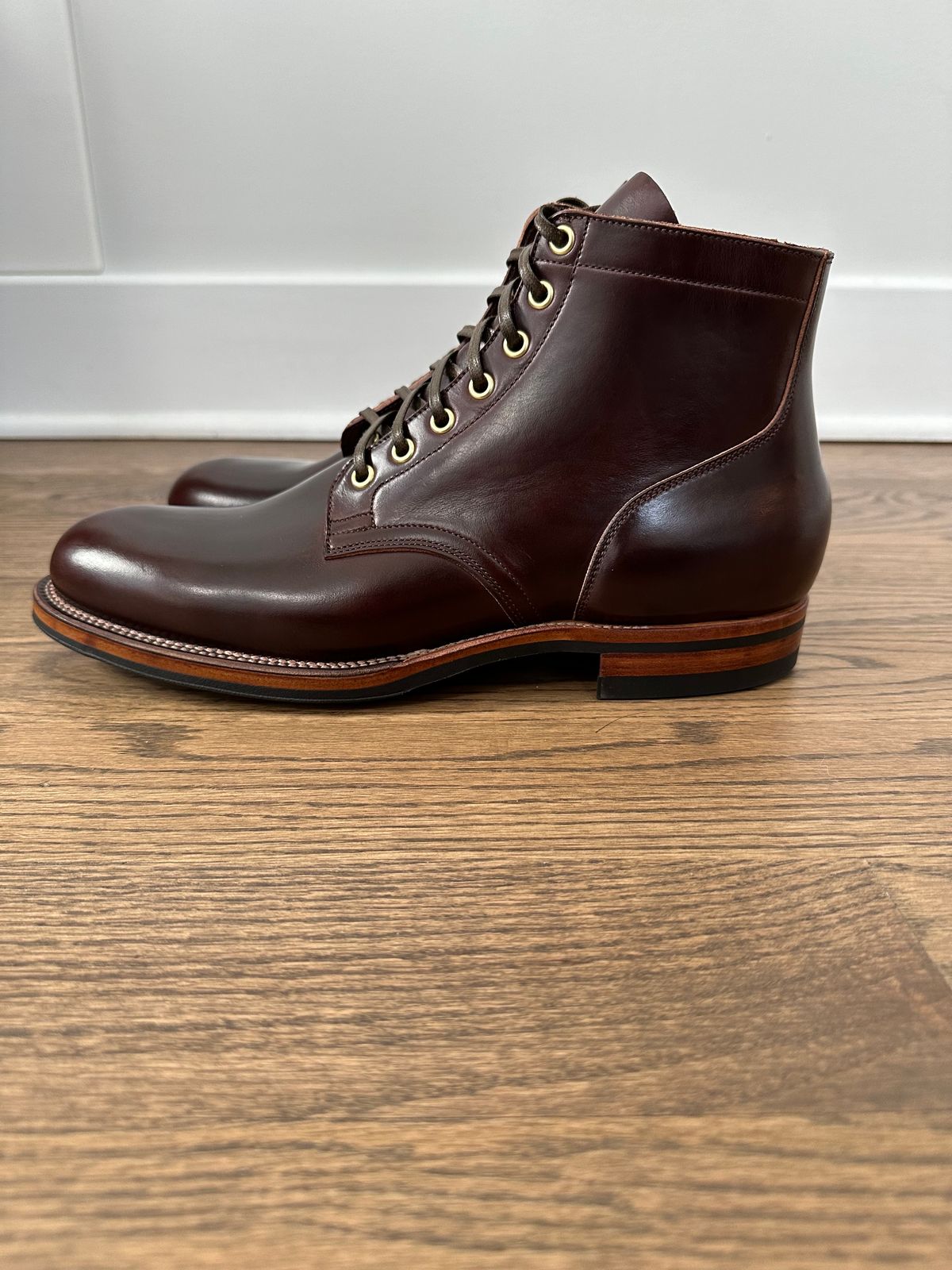 Photo by incorrectpath on January 26, 2024 of the Viberg Service Boot in Horween Brown Chromexcel.