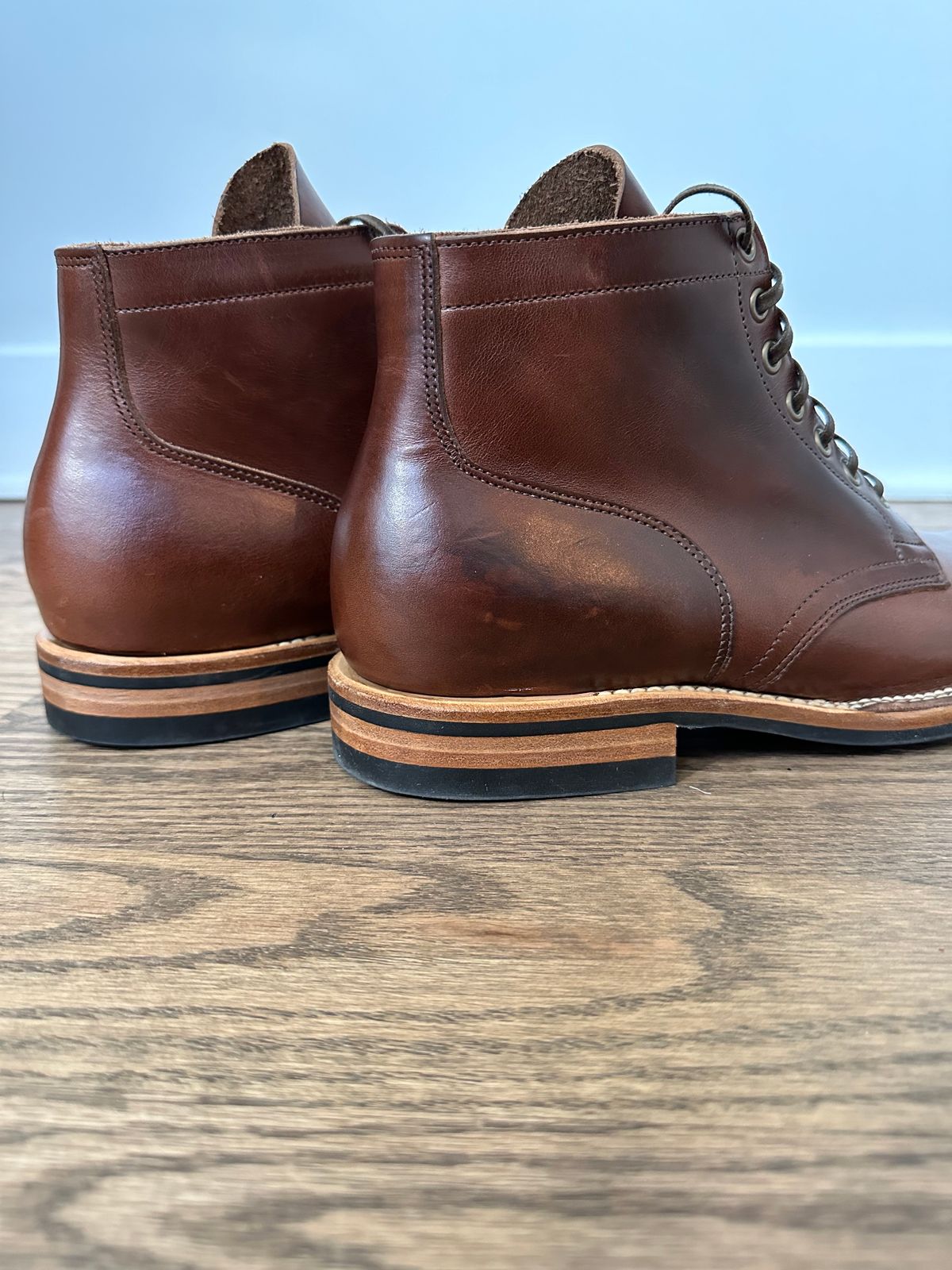 Photo by incorrectpath on November 29, 2023 of the Viberg Service Boot in Horween Brown Chromexcel.
