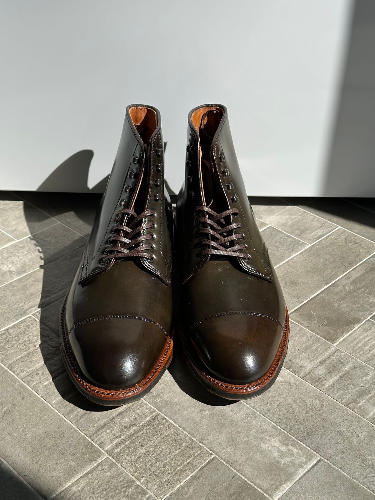 Photo by incorrectpath on September 19, 2025 of the Alden Cap Toe Boot in Horween Cigar Shell Cordovan.