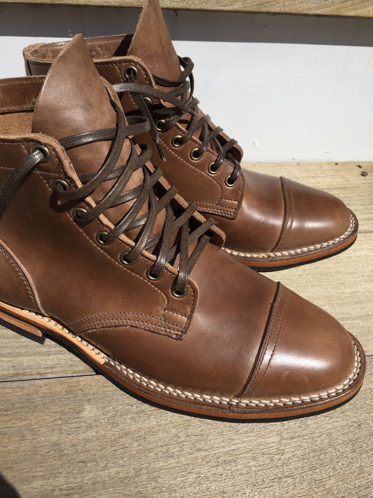 Photo by incorrectpath on March 15, 2015 of the Viberg Service Boot PCT in Horween Natural Chromexcel.