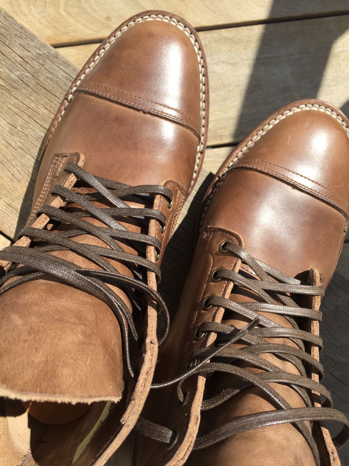 Photo by incorrectpath on March 15, 2015 of the Viberg Service Boot PCT in Horween Natural Chromexcel.