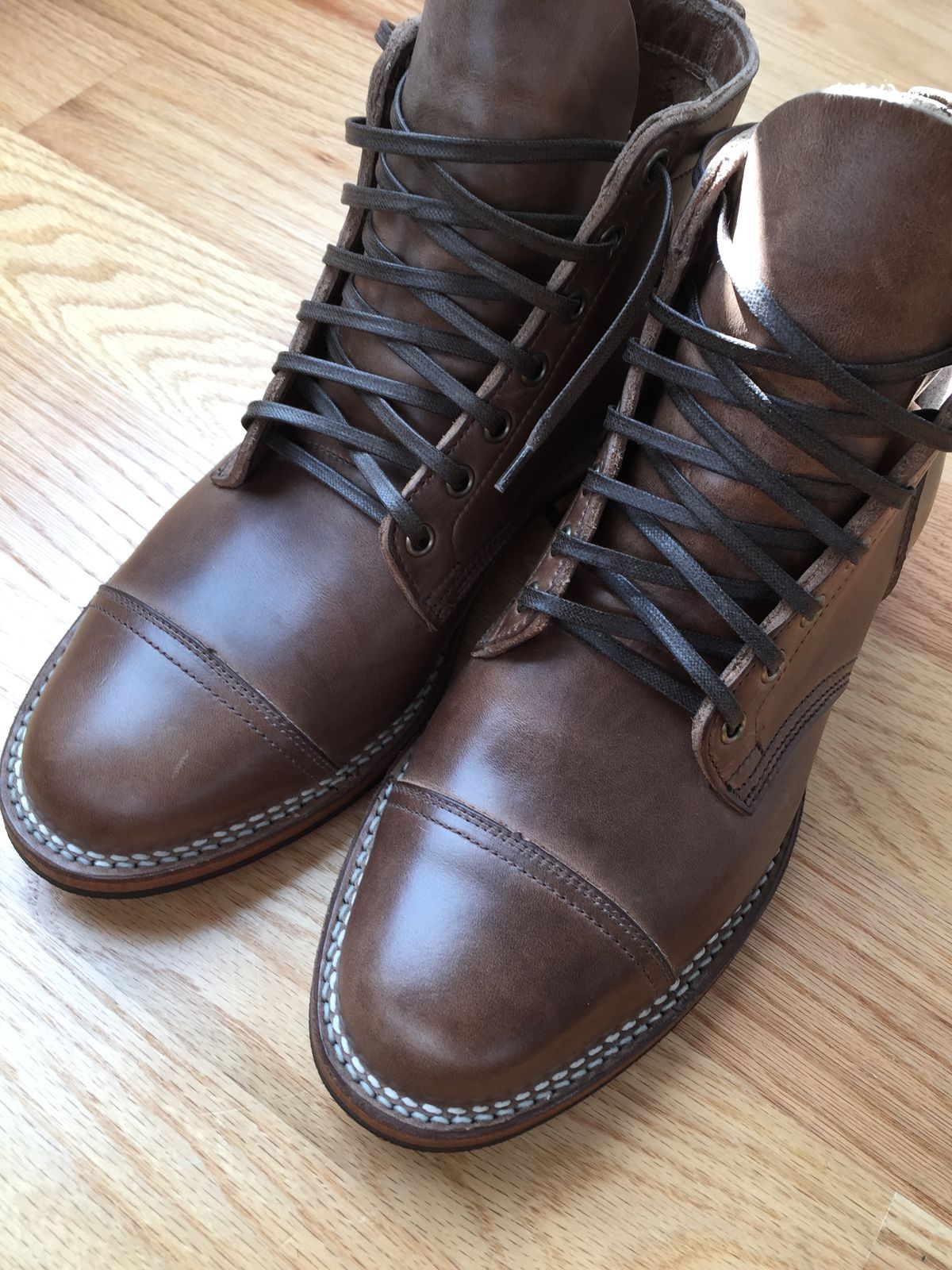 Photo by incorrectpath on March 15, 2015 of the Viberg Service Boot PCT in Horween Natural Chromexcel.