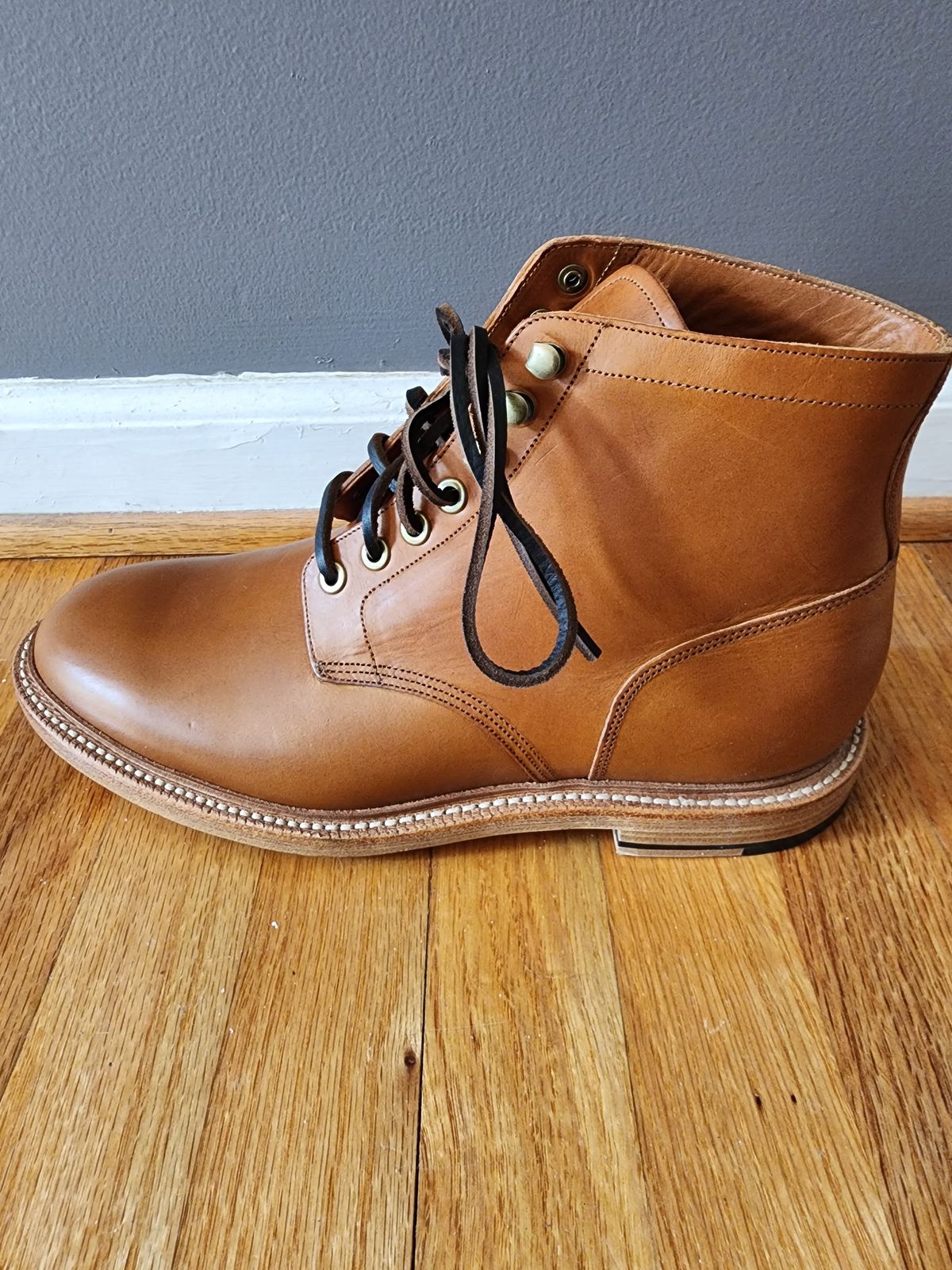 Photo by James3 on October 1, 2023 of the Grant Stone Diesel Boot in Badalassi Carlo Saddle Tan Minerva.