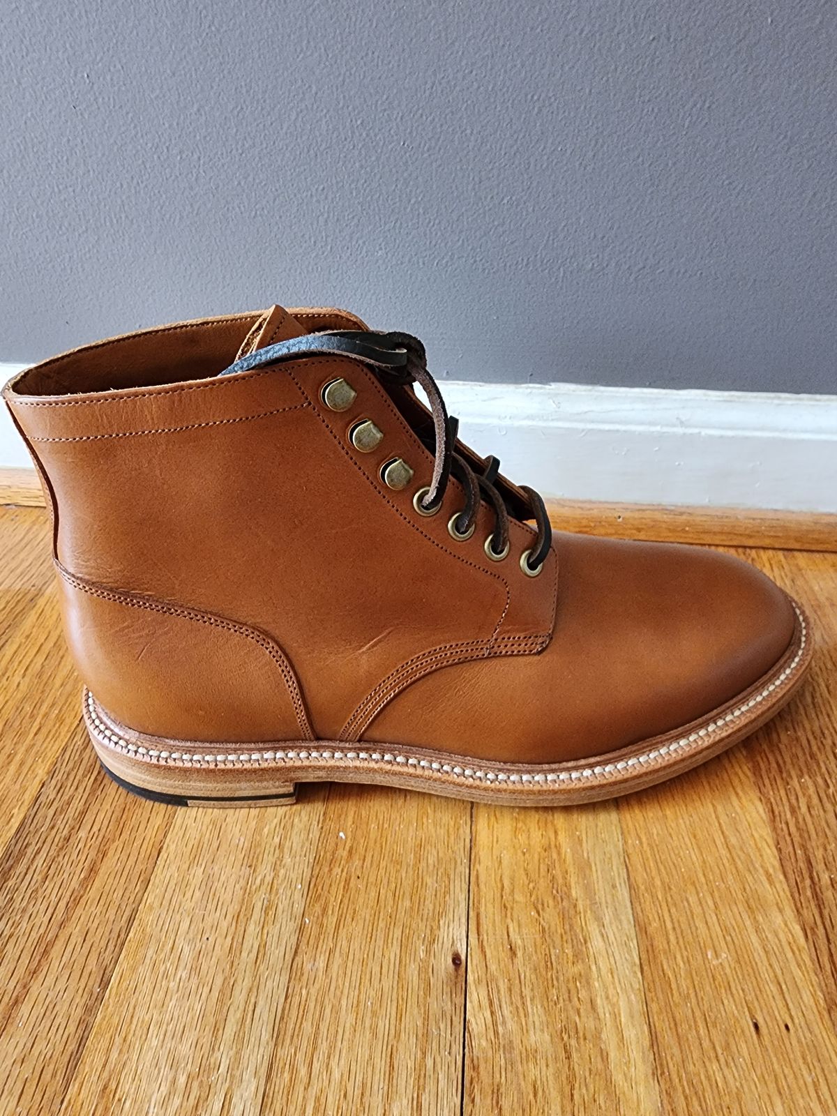 Photo by James3 on October 1, 2023 of the Grant Stone Diesel Boot in Badalassi Carlo Saddle Tan Minerva.