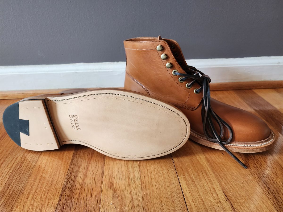 Photo by James3 on October 1, 2023 of the Grant Stone Diesel Boot in Badalassi Carlo Saddle Tan Minerva.