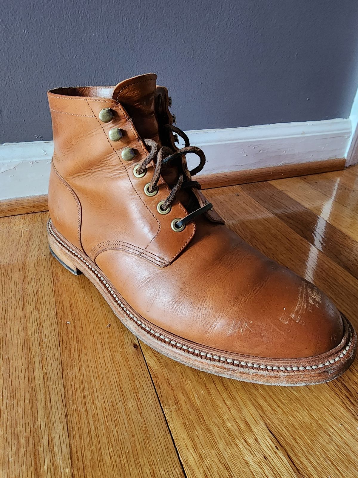 Photo by James3 on December 2, 2023 of the Grant Stone Diesel Boot in Badalassi Carlo Saddle Tan Minerva.