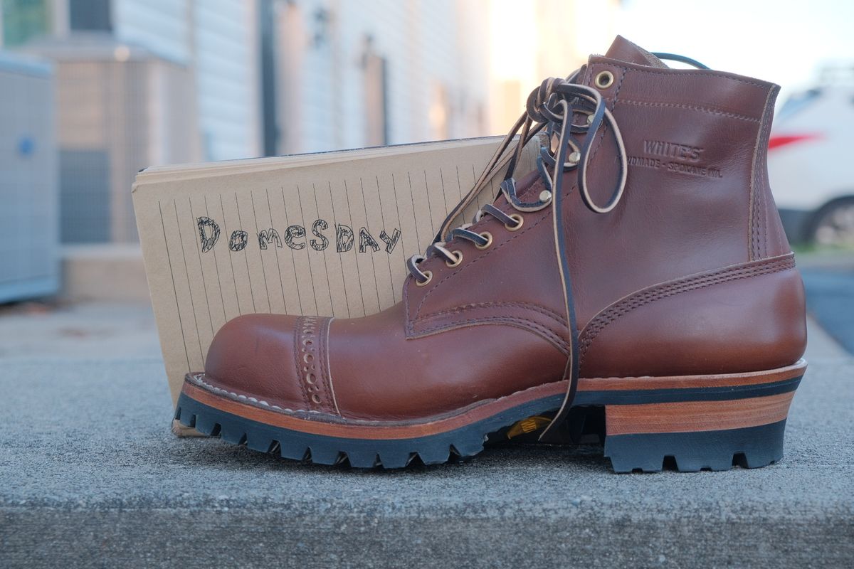 Photo by KentuckyDenimHead on October 2, 2024 of the White's Bounty Hunter in Horween British Tan Chromexcel.