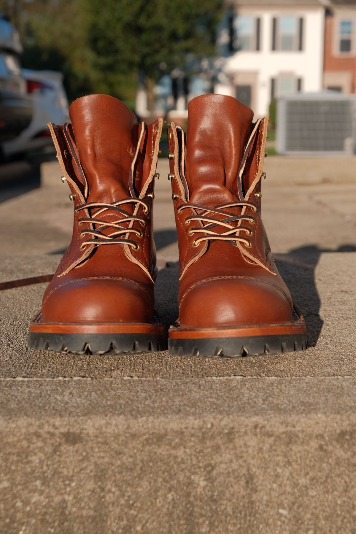 Photo by KentuckyDenimHead on October 3, 2024 of the White's Bounty Hunter in Horween British Tan Chromexcel.