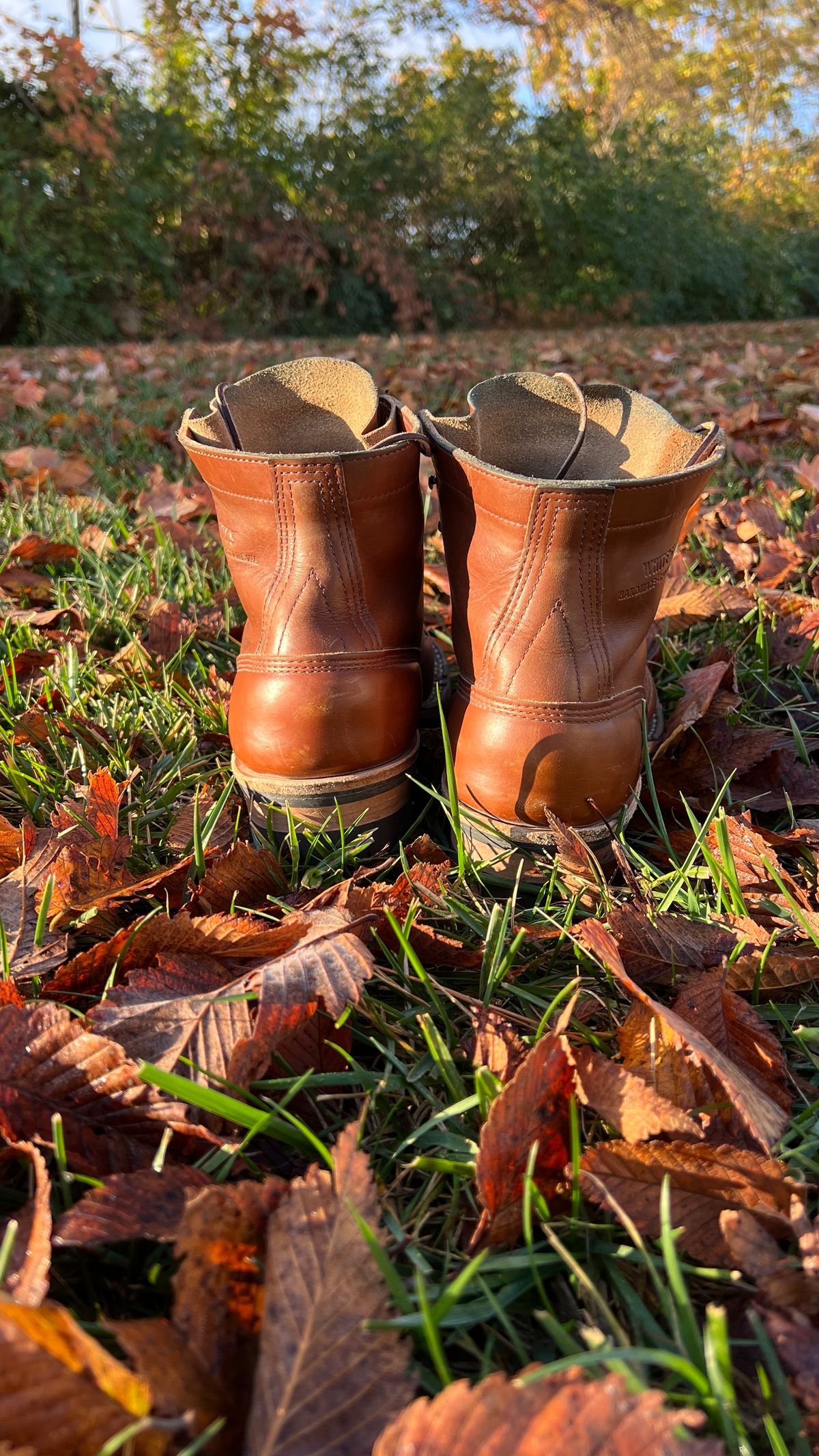 Photo by KentuckyDenimHead on November 5, 2024 of the White's Bounty Hunter in Horween British Tan Chromexcel.
