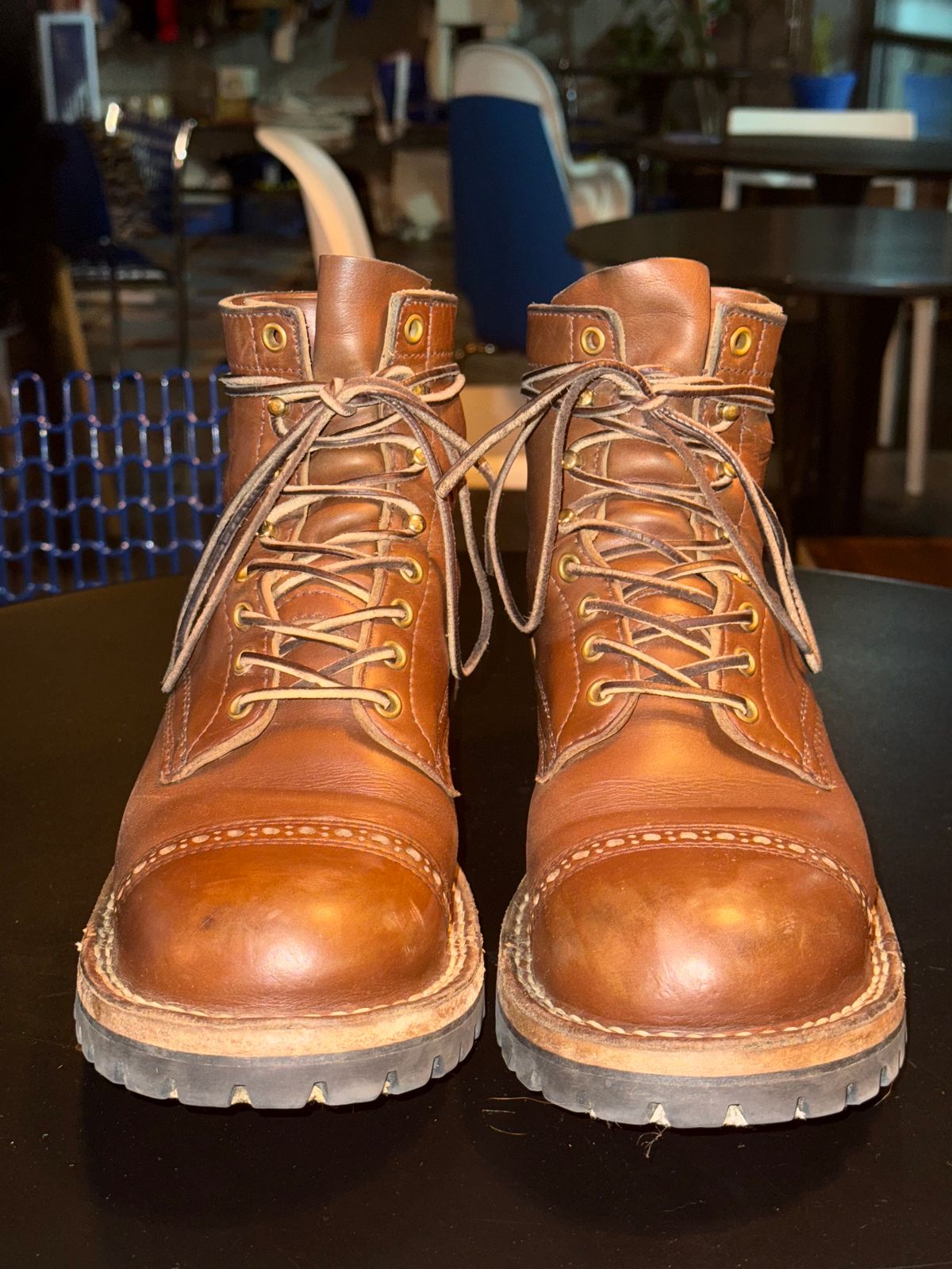 Photo by KentuckyDenimHead on February 6, 2025 of the White's Bounty Hunter in Horween British Tan Chromexcel.