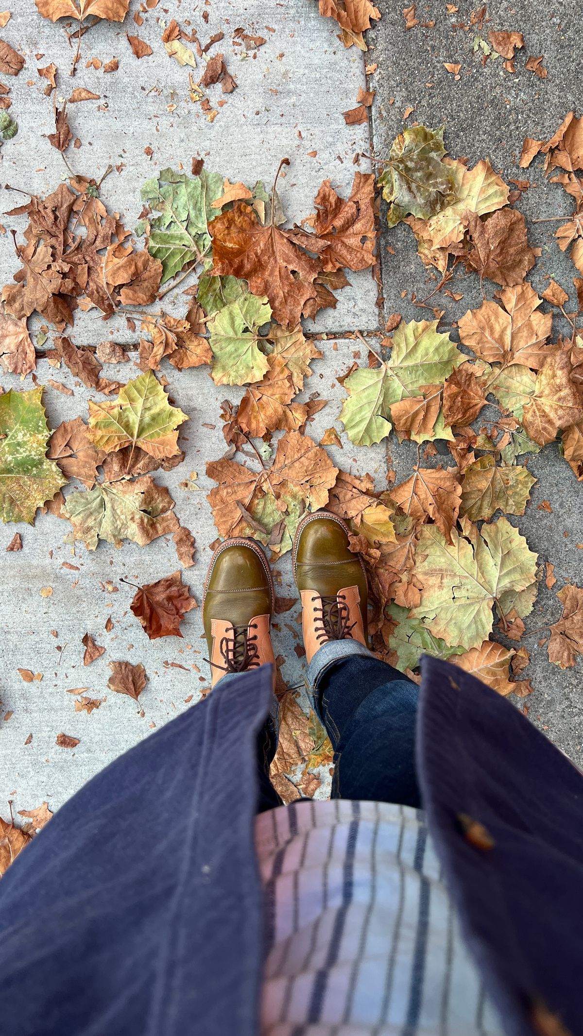 Photo by KentuckyDenimHead on December 6, 2023 of the Midas Vanquish Blucher Boot in Shinki Natural Horsehide Overdyed Olive.