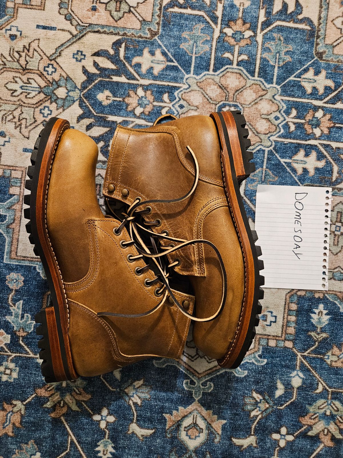 Photo by AJThrash on October 1, 2024 of the Truman Plain Toe Boot in Horween Natural Cypress.
