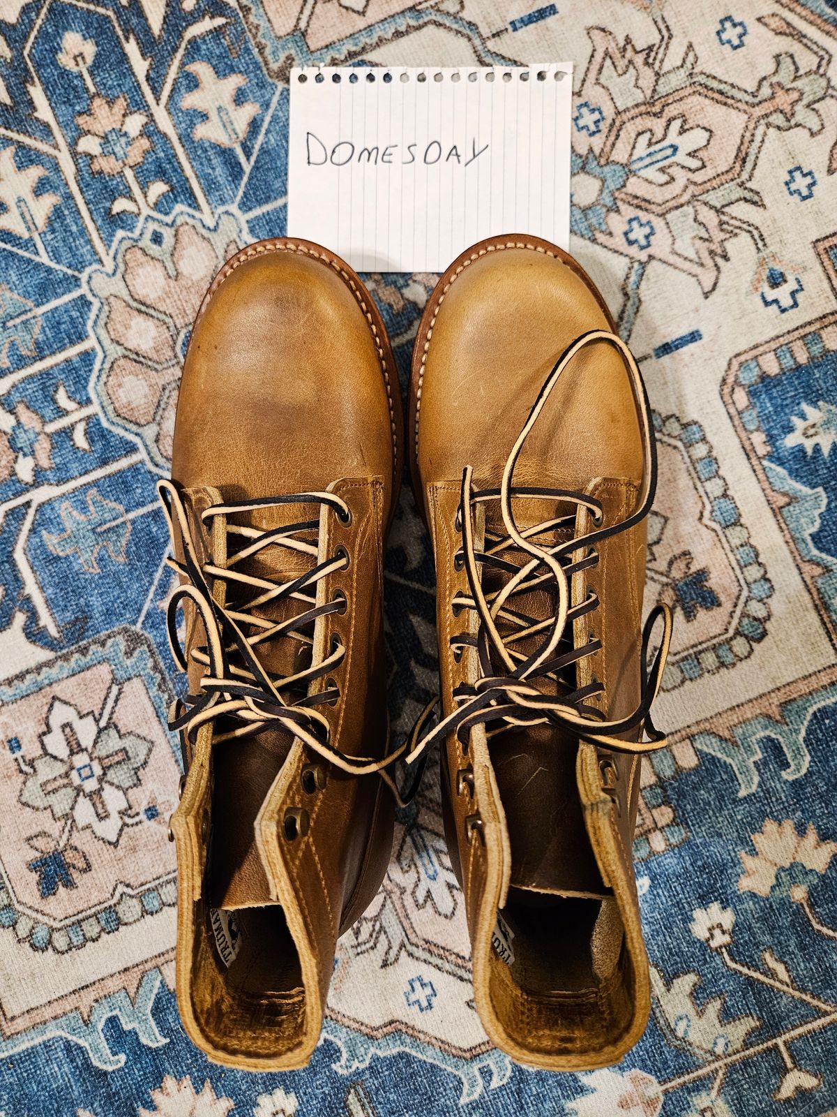 Photo by AJThrash on October 1, 2024 of the Truman Plain Toe Boot in Horween Natural Cypress.